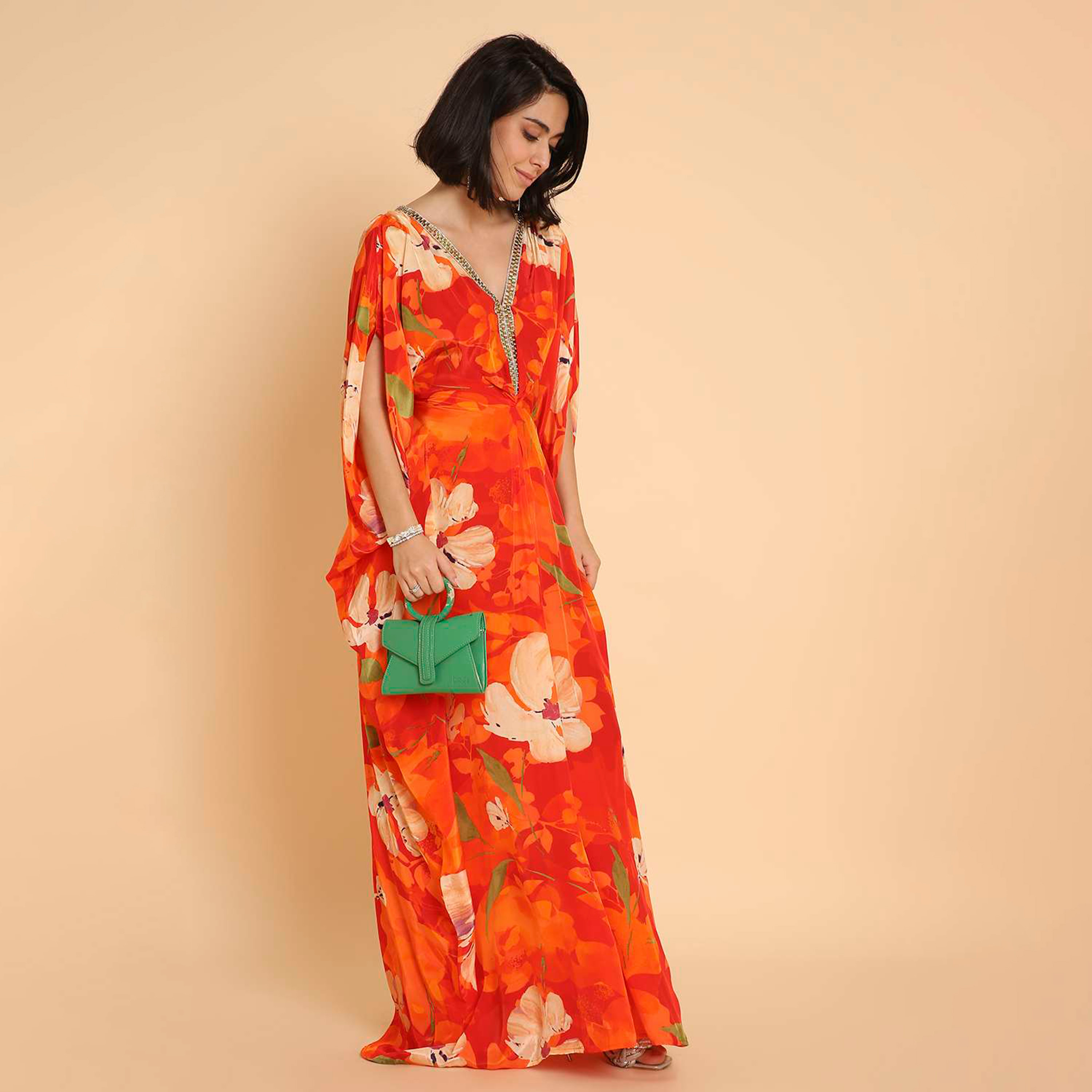 HanaandSara Floral Print Women's Casual Kaftan Style Jalabiya-women-arabicclothing-jalabiyas-image-9