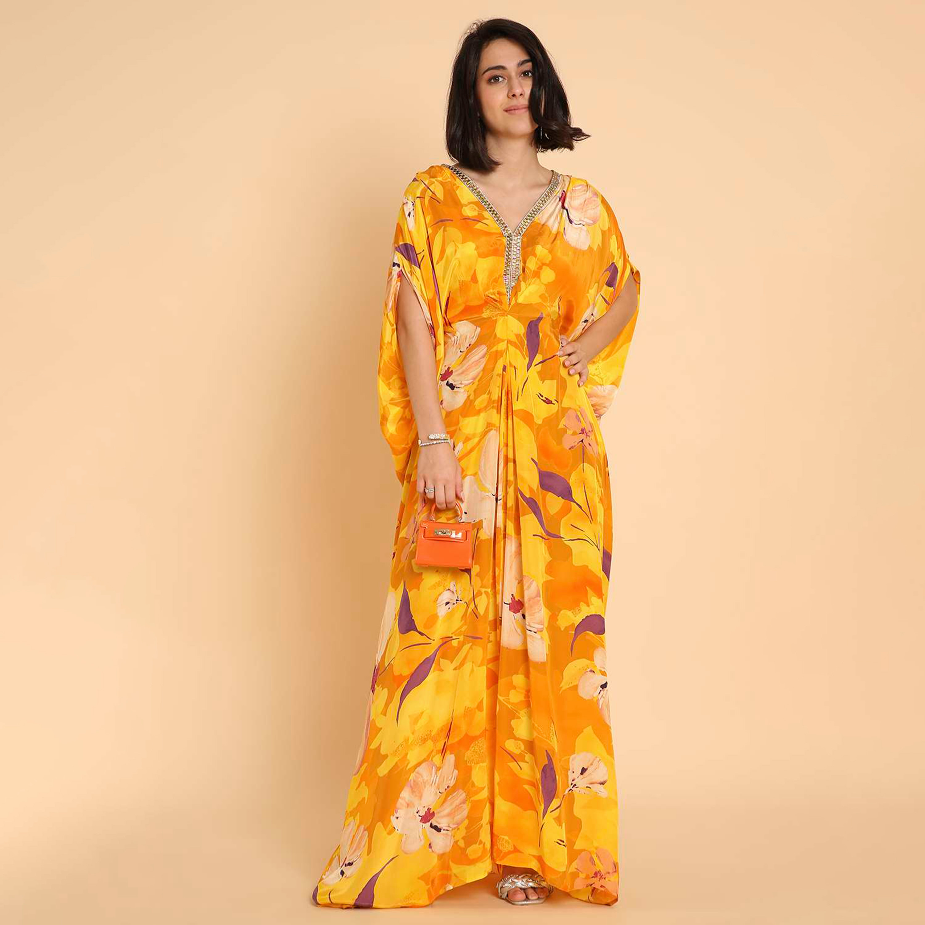 HanaandSara Floral Print Women's Casual Kaftan Style Jalabiya-women-arabicclothing-jalabiyas-image-1
