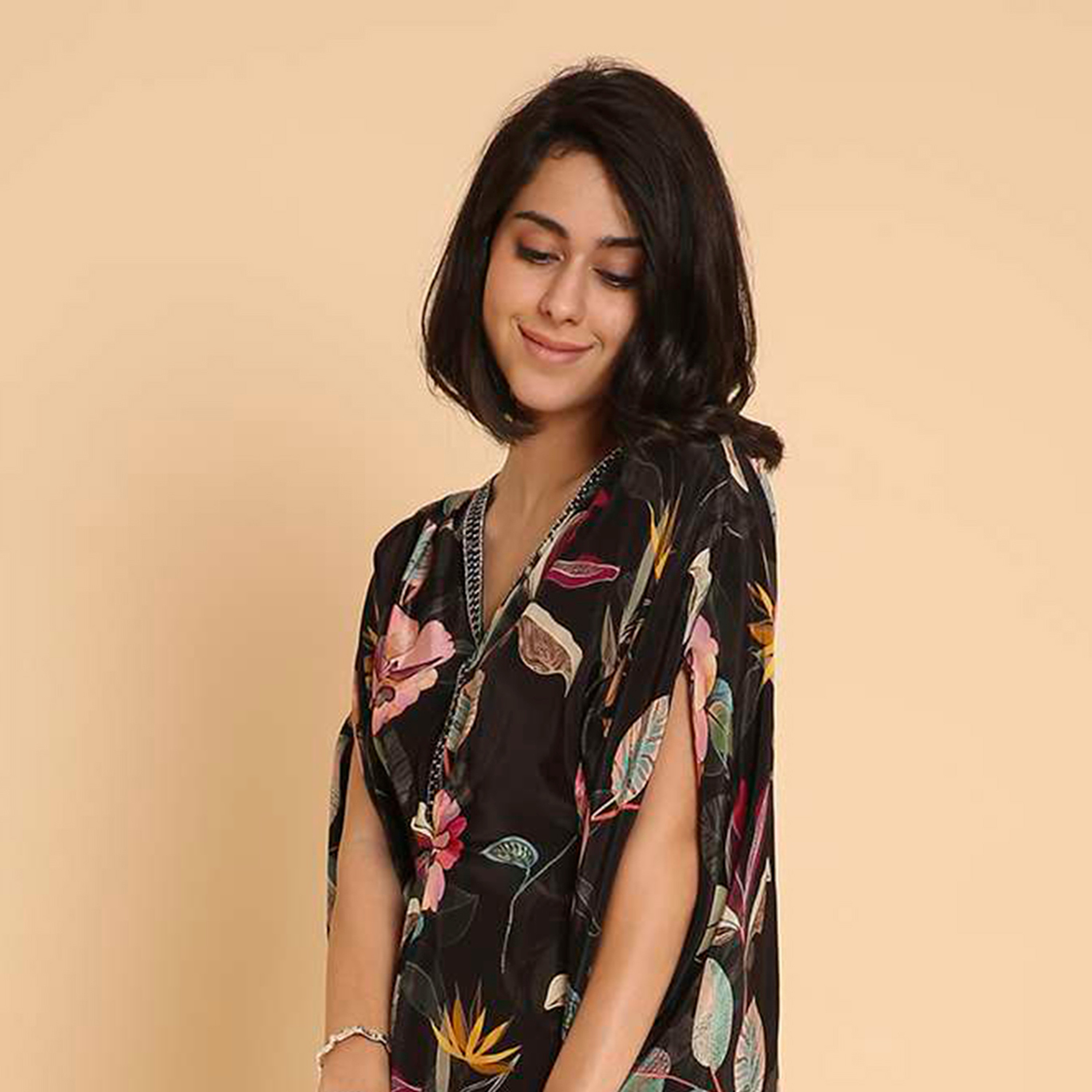 HanaandSara Multicolour Floral Print Women's Casual Kaftan Style Jalabiya-women-arabicclothing-jalabiyas-image-3