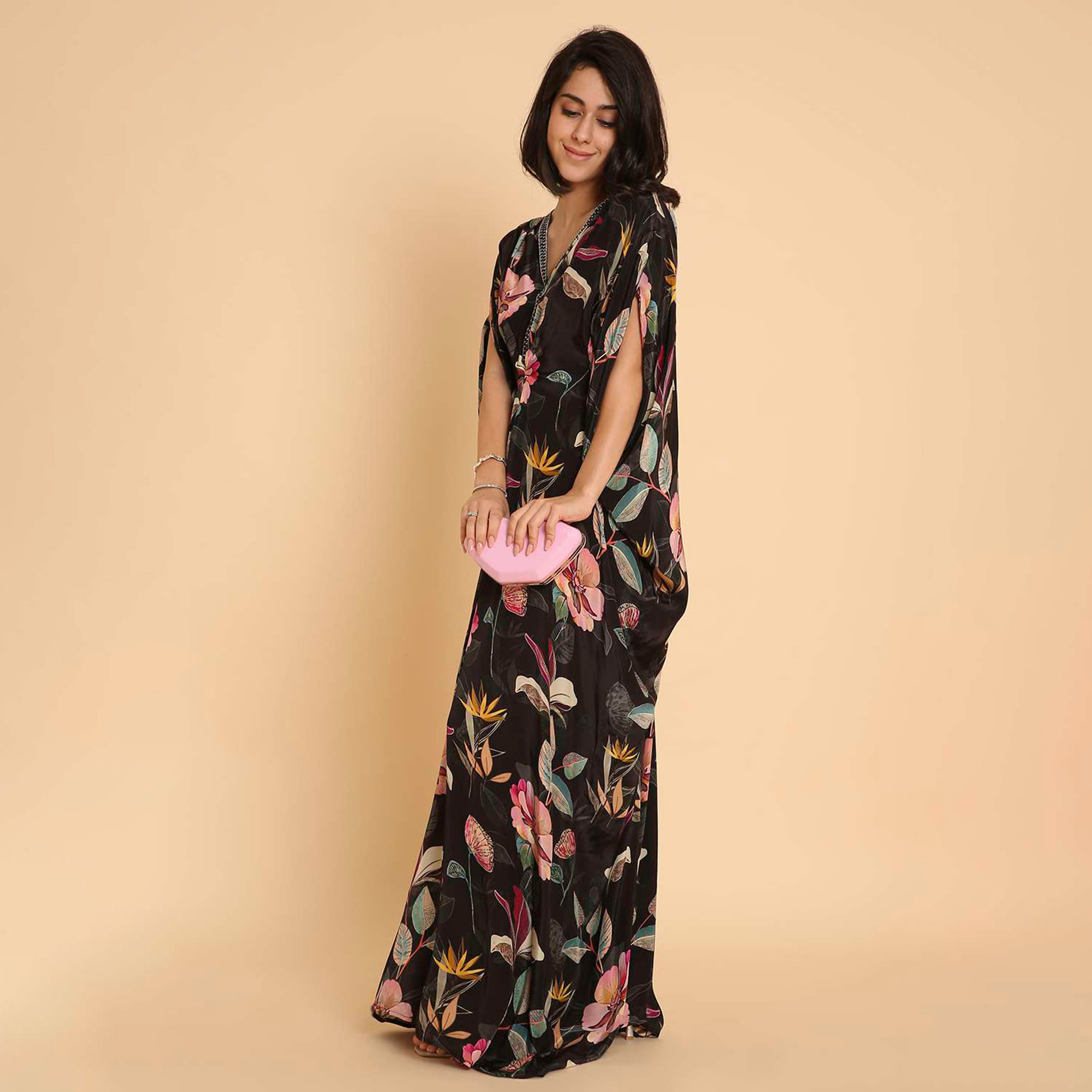 HanaandSara Multicolour Floral Print Women's Casual Kaftan Style Jalabiya-women-arabicclothing-jalabiyas-image-4