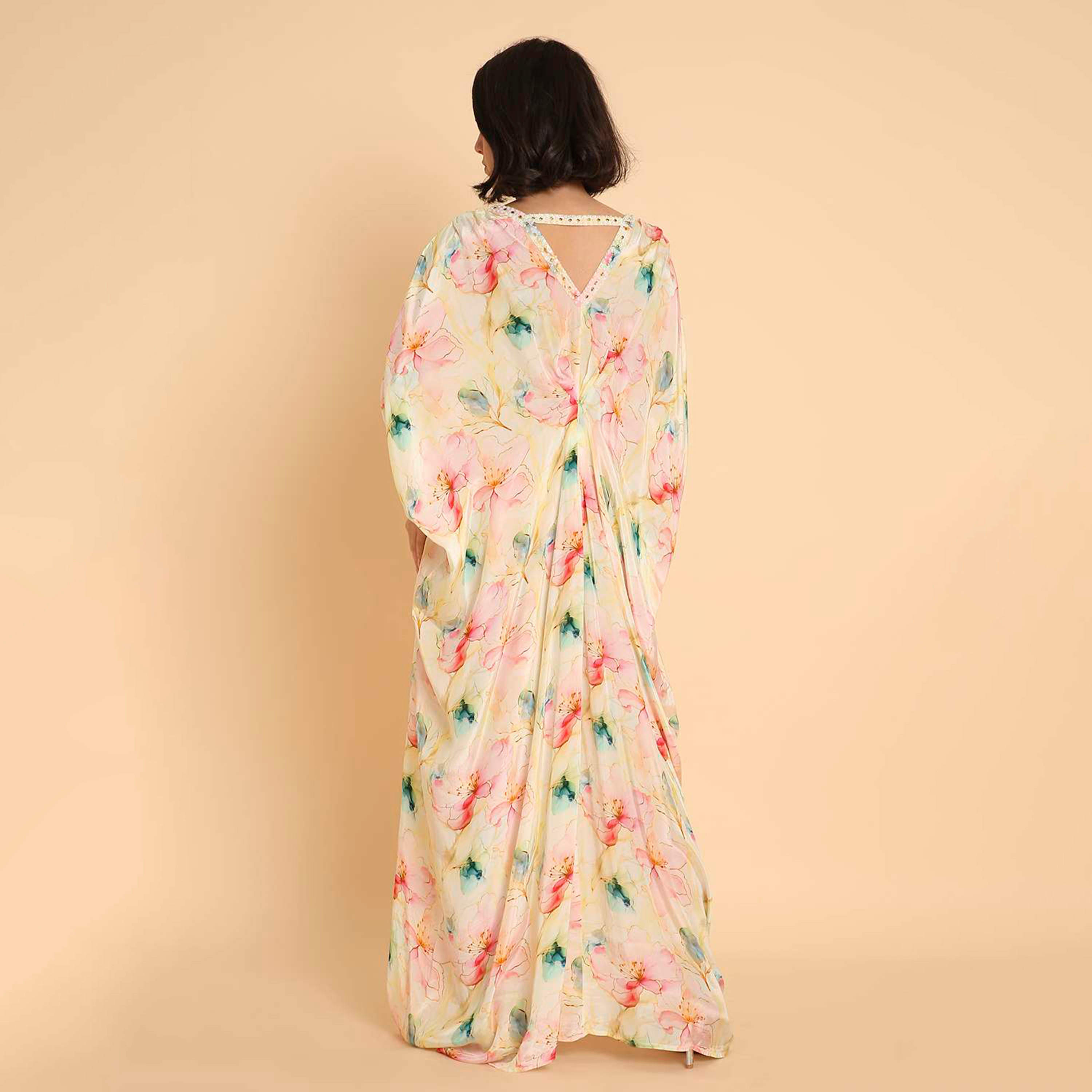 HanaandSara Multicolour Floral Print Women's Casual Kaftan Style Jalabiya-women-clothing-dresses-image-5