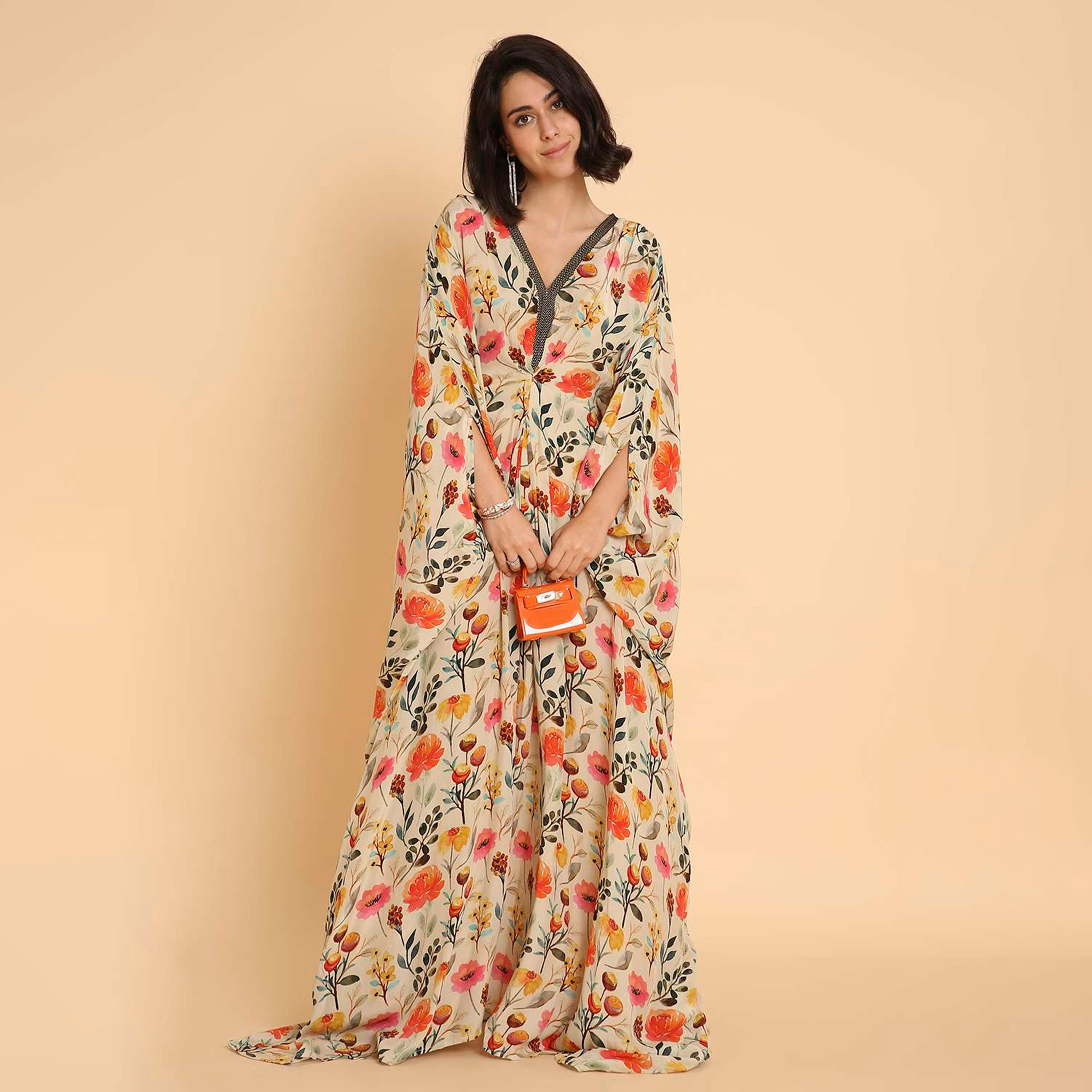 HanaandSara Multicolour Floral Print Women's Casual Kaftan Style Jalabiya-women-arabicclothing-jalabiyas-image-1