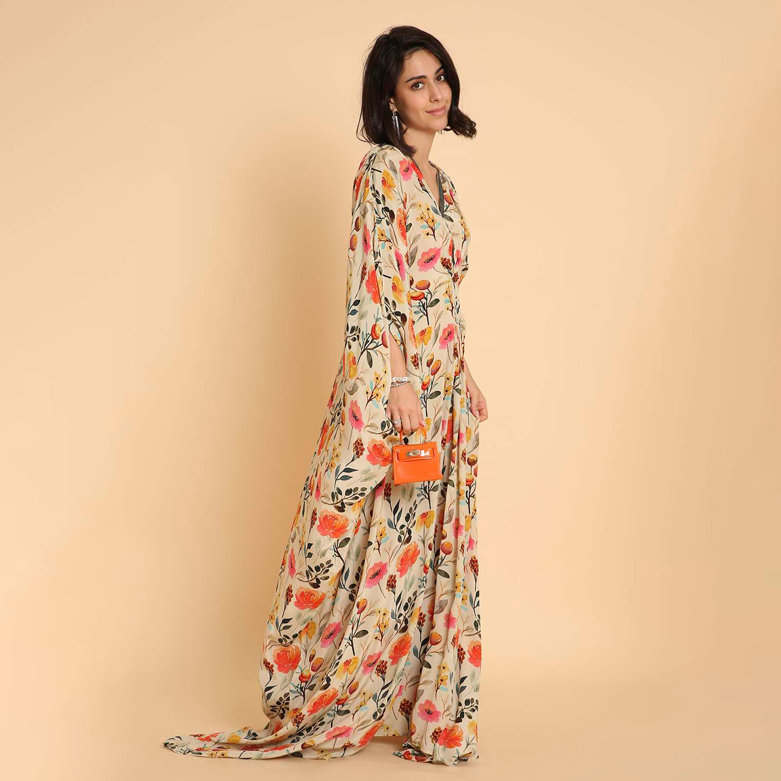 HanaandSara Multicolour Floral Print Women's Casual Kaftan Style Jalabiya-women-arabicclothing-jalabiyas-image-4