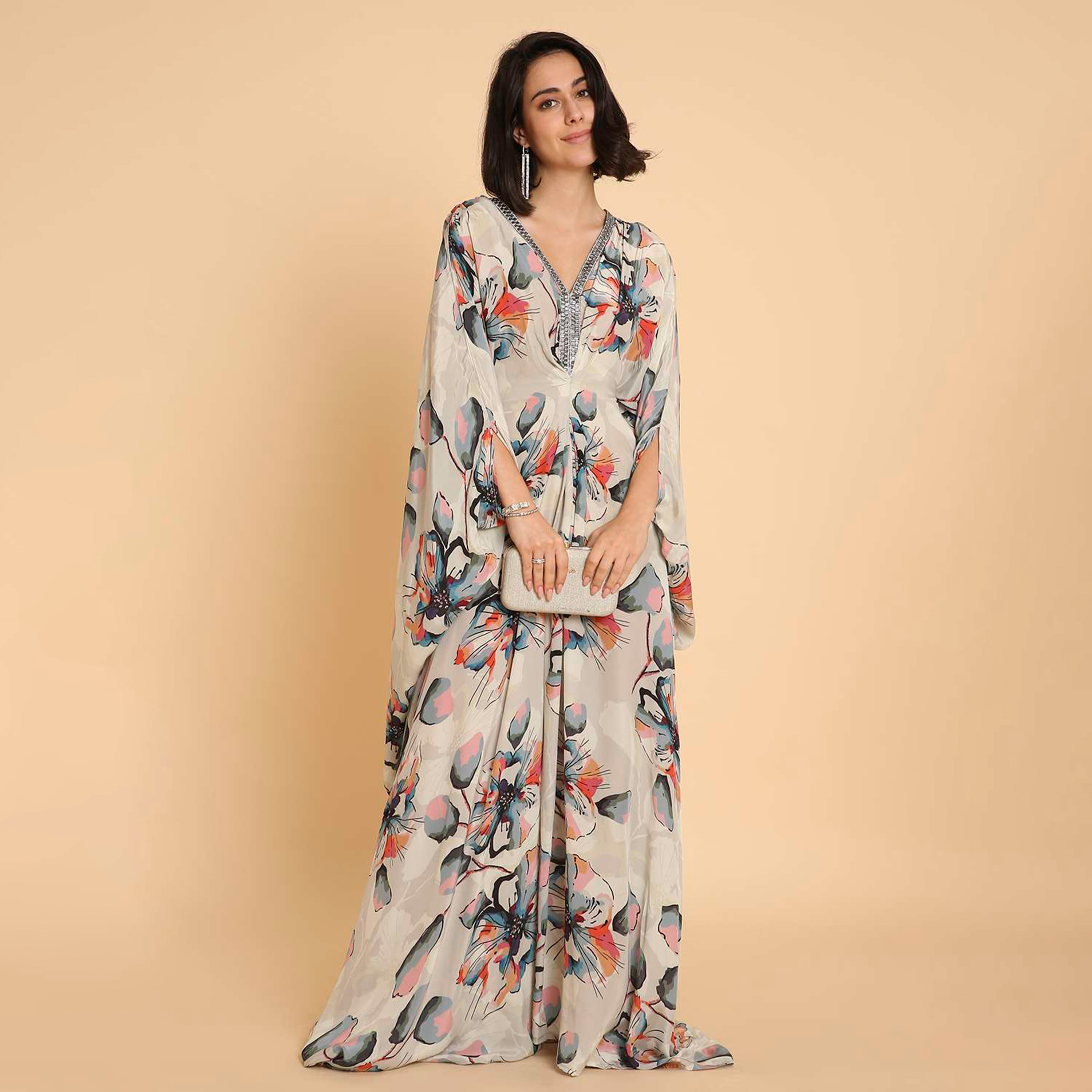HanaandSara Multicolour Floral Print Women's Casual Kaftan Style Jalabiya-women-arabicclothing-jalabiyas-image-1