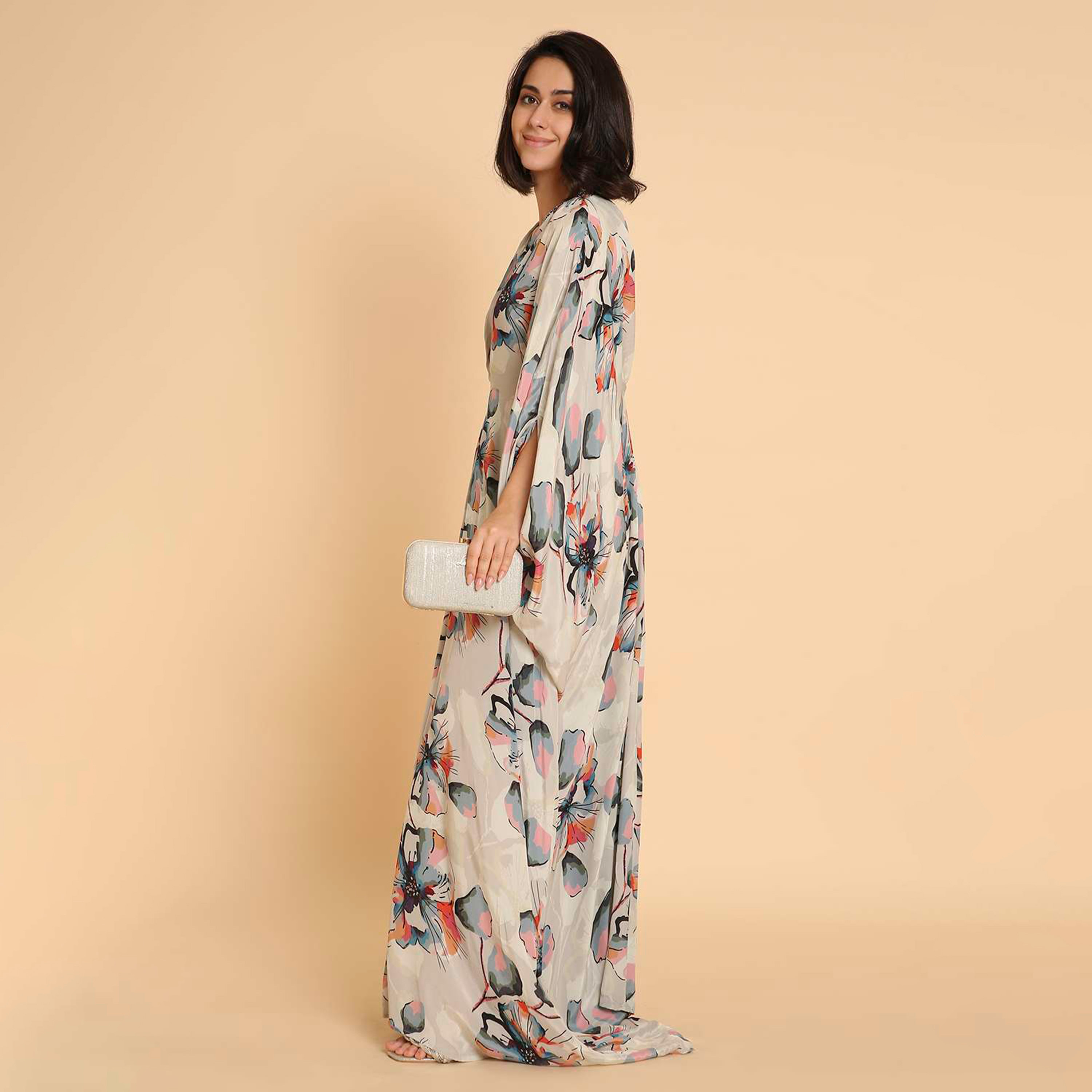 HanaandSara Multicolour Floral Print Women's Casual Kaftan Style Jalabiya-women-arabicclothing-jalabiyas-image-3