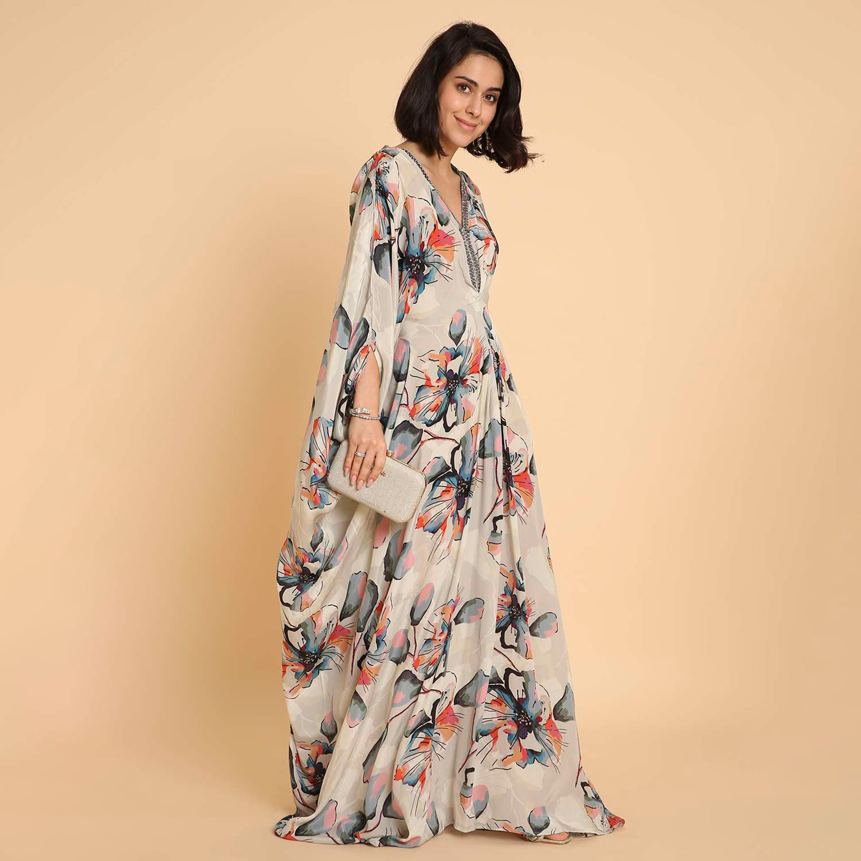 HanaandSara Multicolour Floral Print Women's Casual Kaftan Style Jalabiya-women-arabicclothing-jalabiyas-image-4