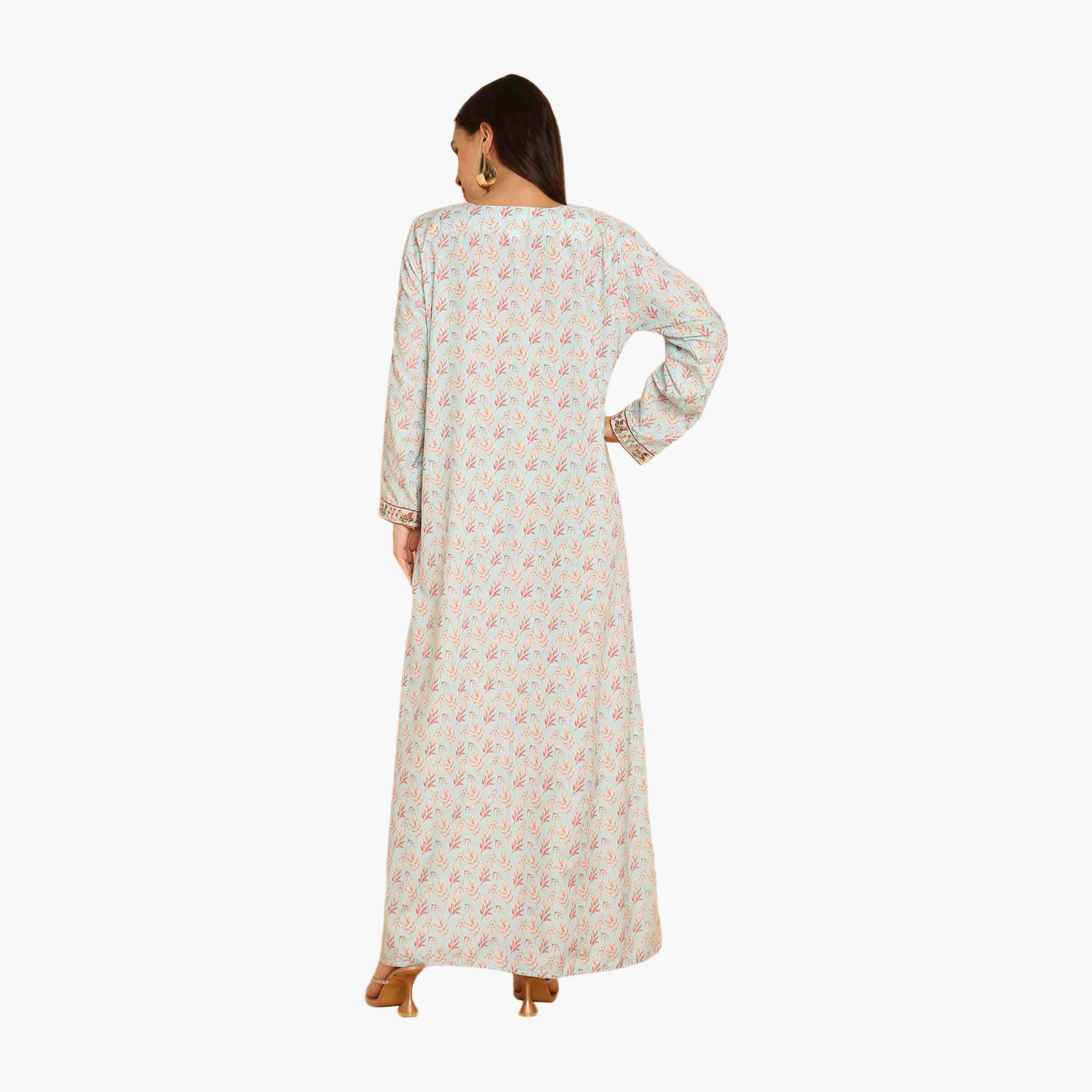 جلابية نسائية مطرزة بنقشة أوراق الشجر من هنا اند سارة-women-arabicclothing-jalabiyas-image-5