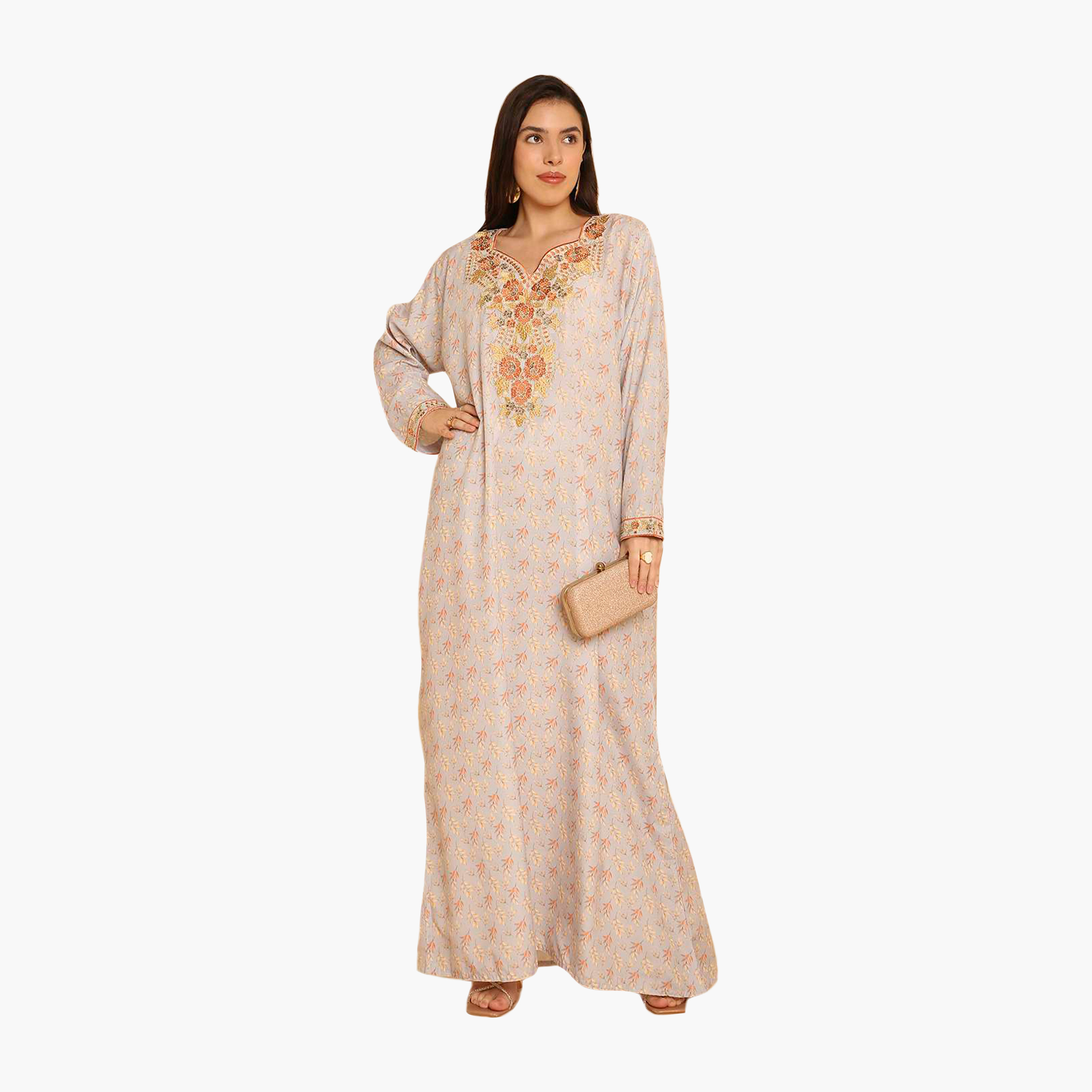 جلابية نسائية مطرزة بنقشة أوراق الشجر من هنا اند سارة-women-arabicclothing-jalabiyas-image-6