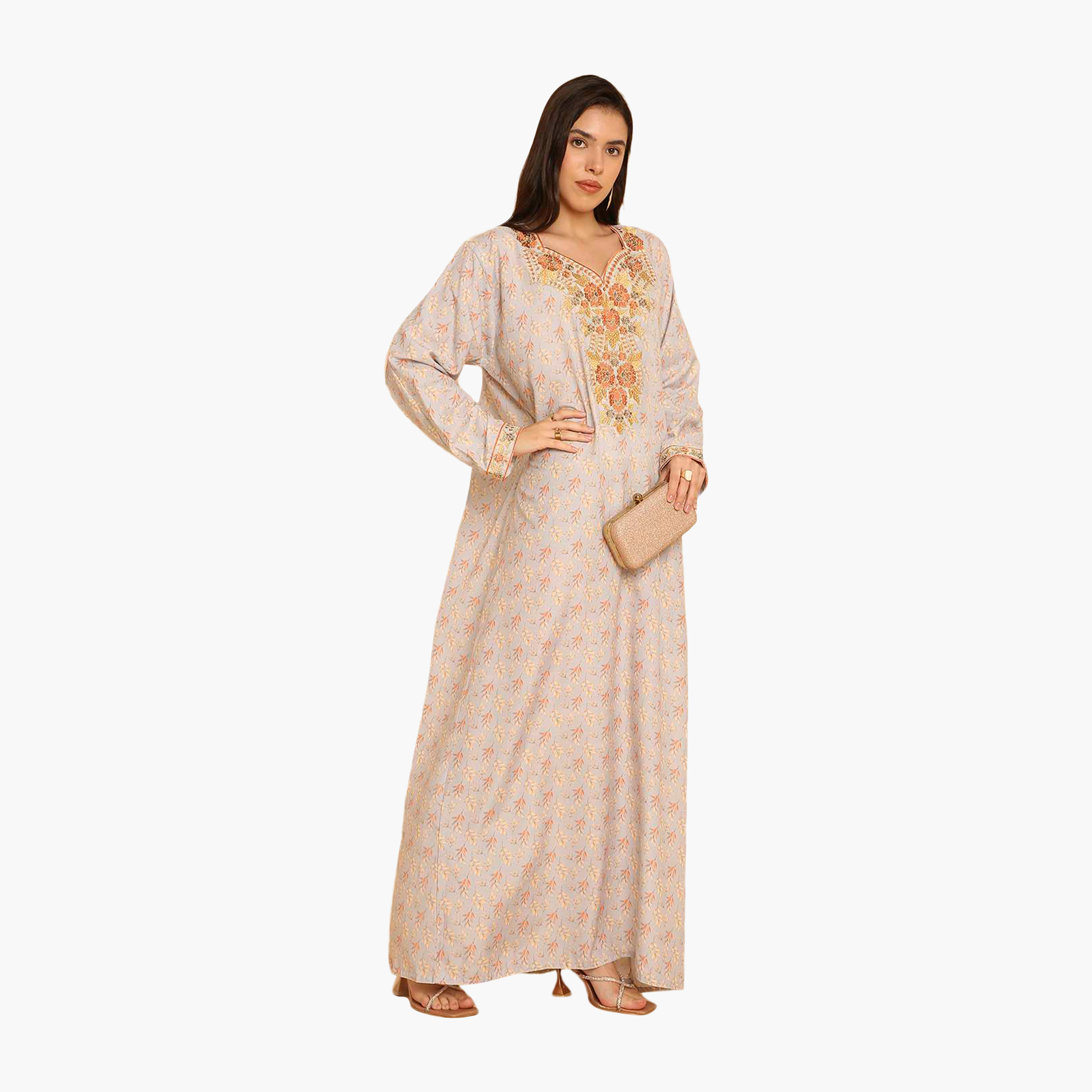 جلابية نسائية مطرزة بنقشة أوراق الشجر من هنا اند سارة-women-arabicclothing-jalabiyas-image-8