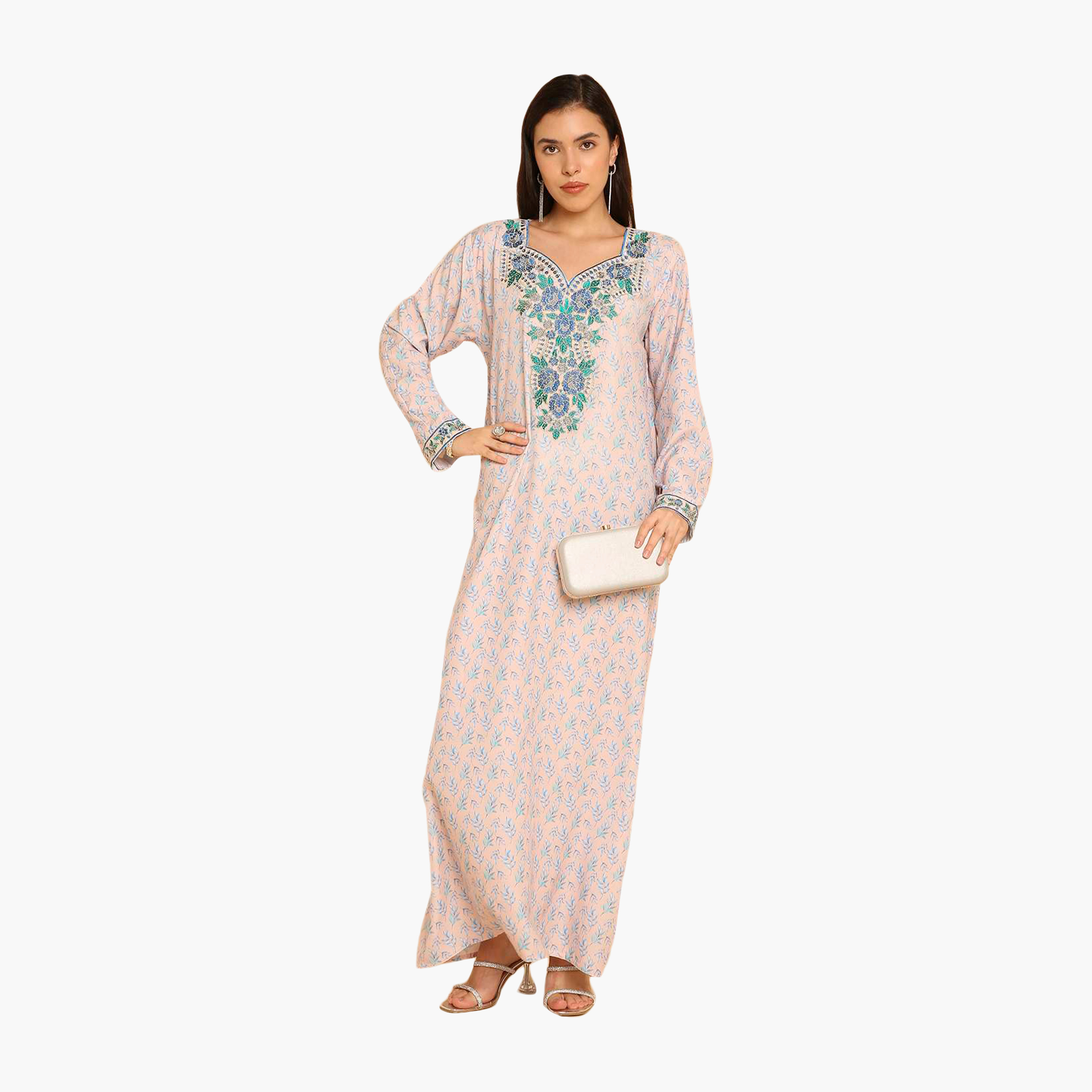 جلابية نسائية مطرزة بنقشة أوراق الشجر من هنا اند سارة-women-arabicclothing-jalabiyas-image-11