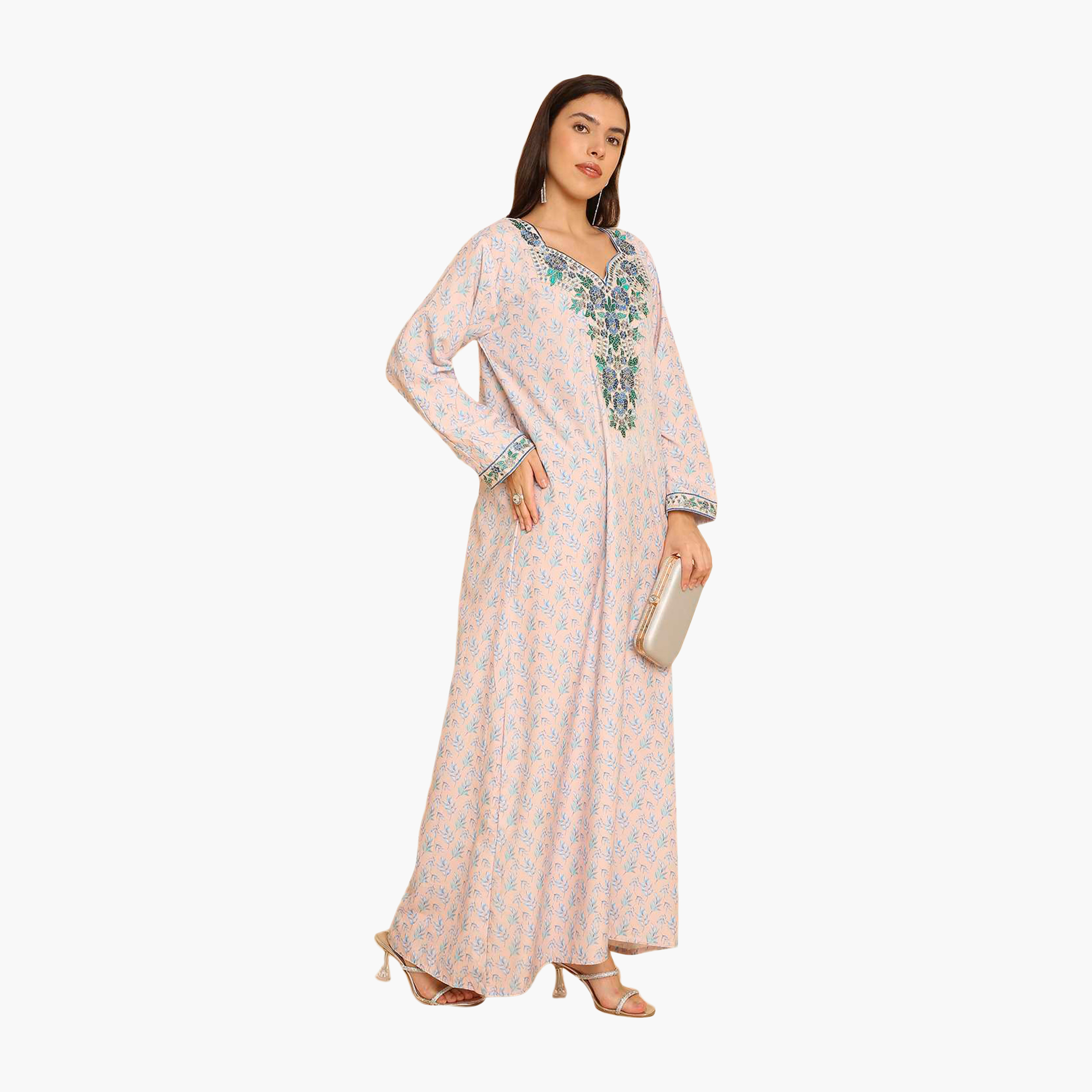 جلابية نسائية مطرزة بنقشة أوراق الشجر من هنا اند سارة-women-arabicclothing-jalabiyas-image-13