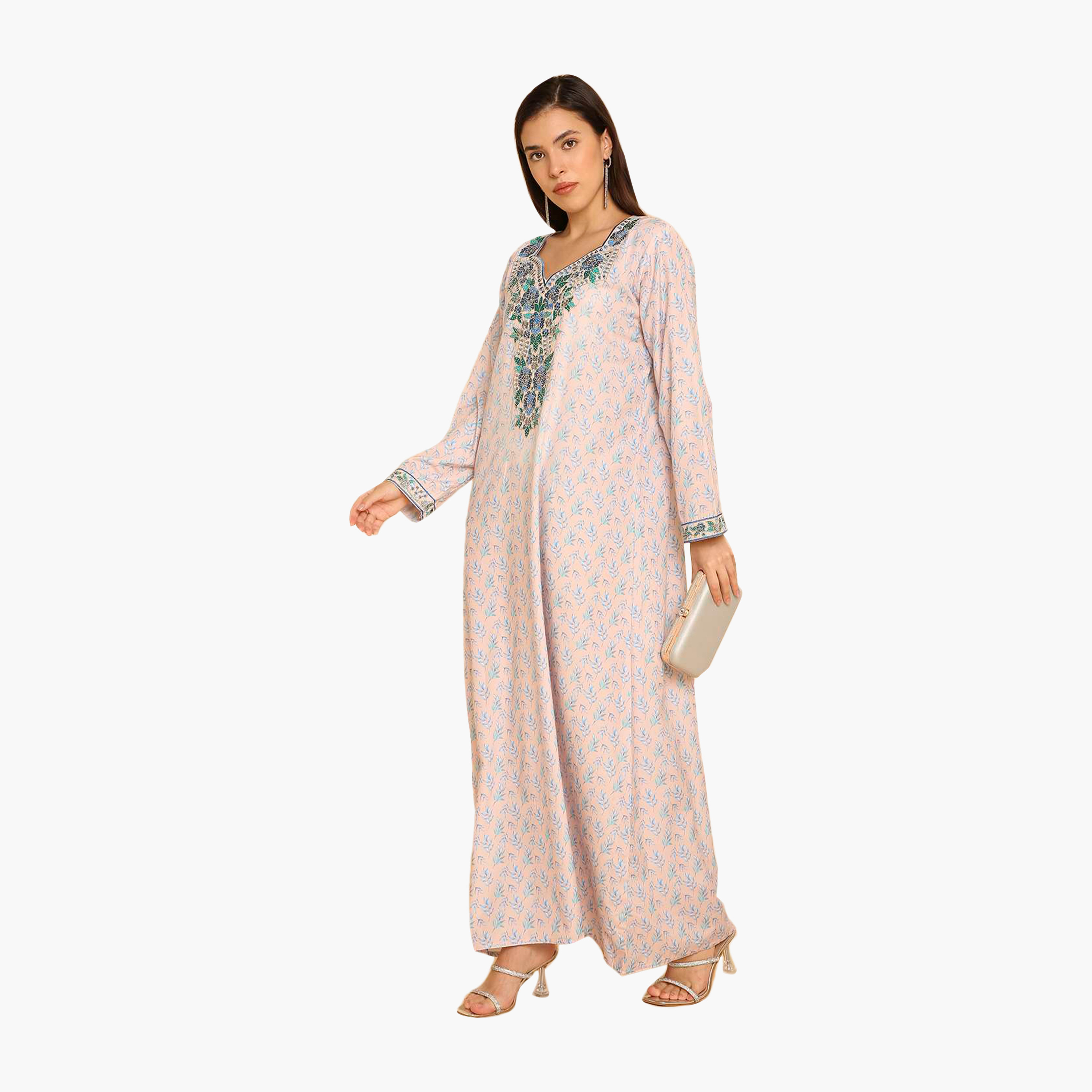 جلابية نسائية مطرزة بنقشة أوراق الشجر من هنا اند سارة-women-arabicclothing-jalabiyas-image-14