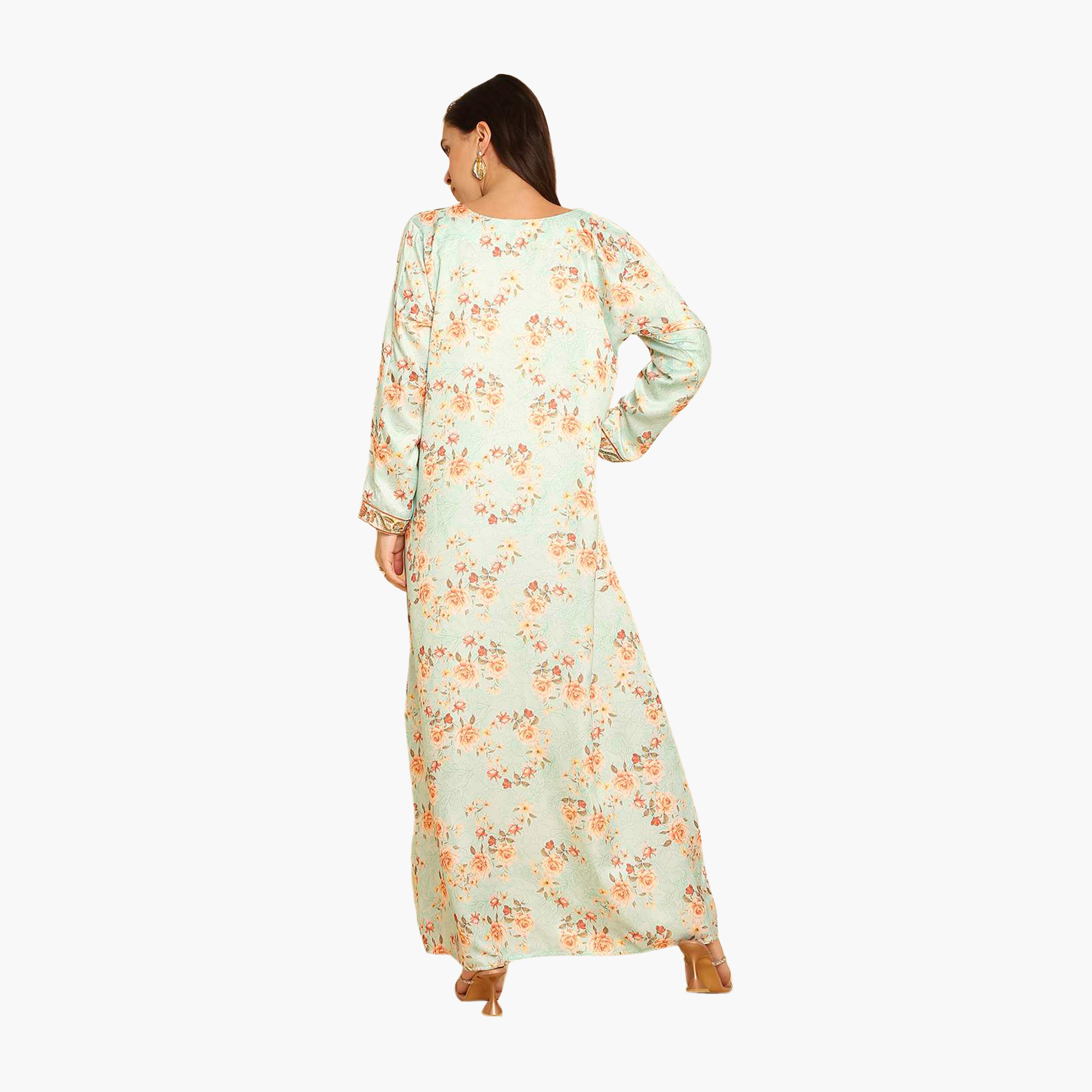 جلابية نسائية مطرزة بنقشة زهور من هنا اند سارة-women-arabicclothing-jalabiyas-image-5