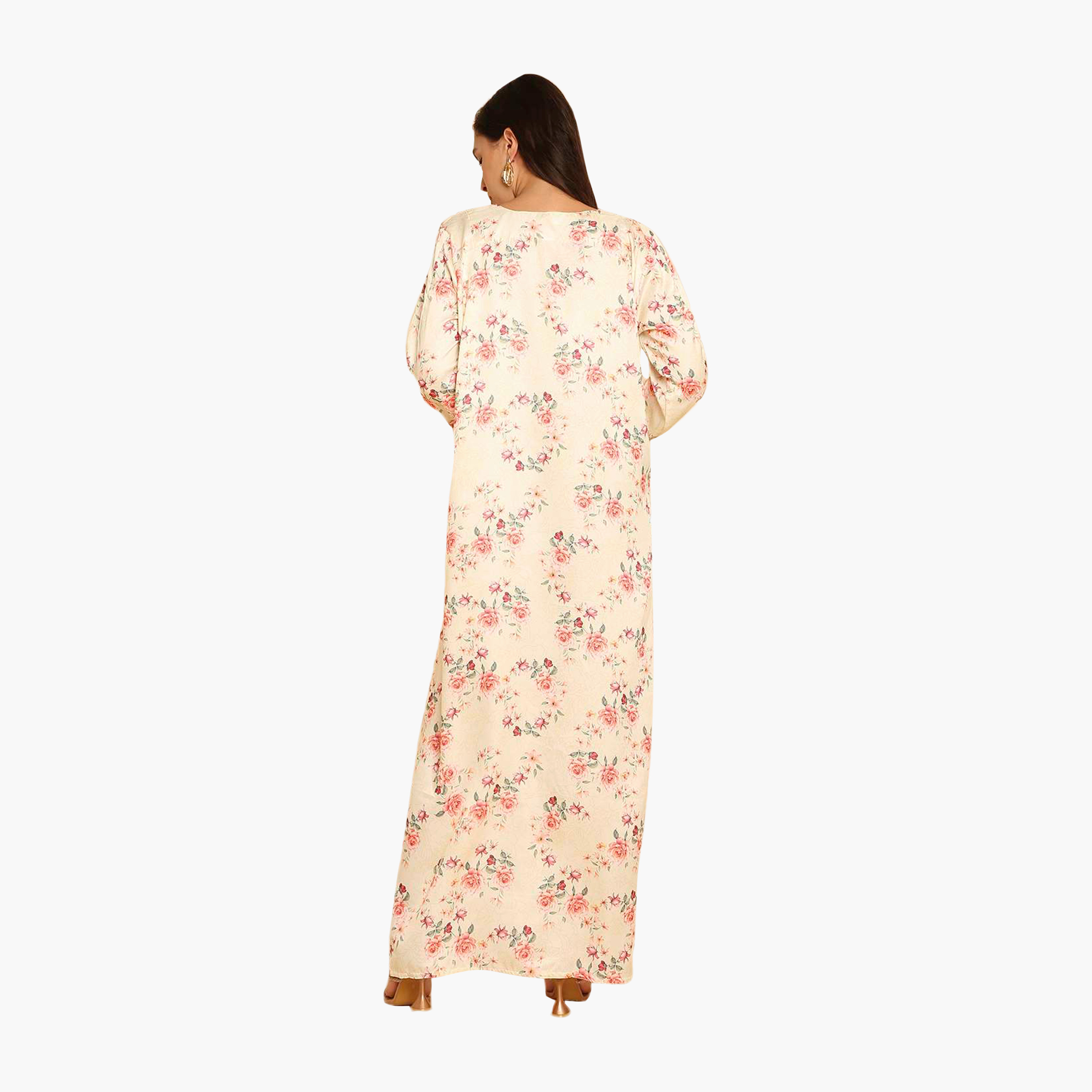 HanaandSara Floral Print Embroidered Yoke Women's Jalabiya-women-arabicclothing-jalabiyas-image-10