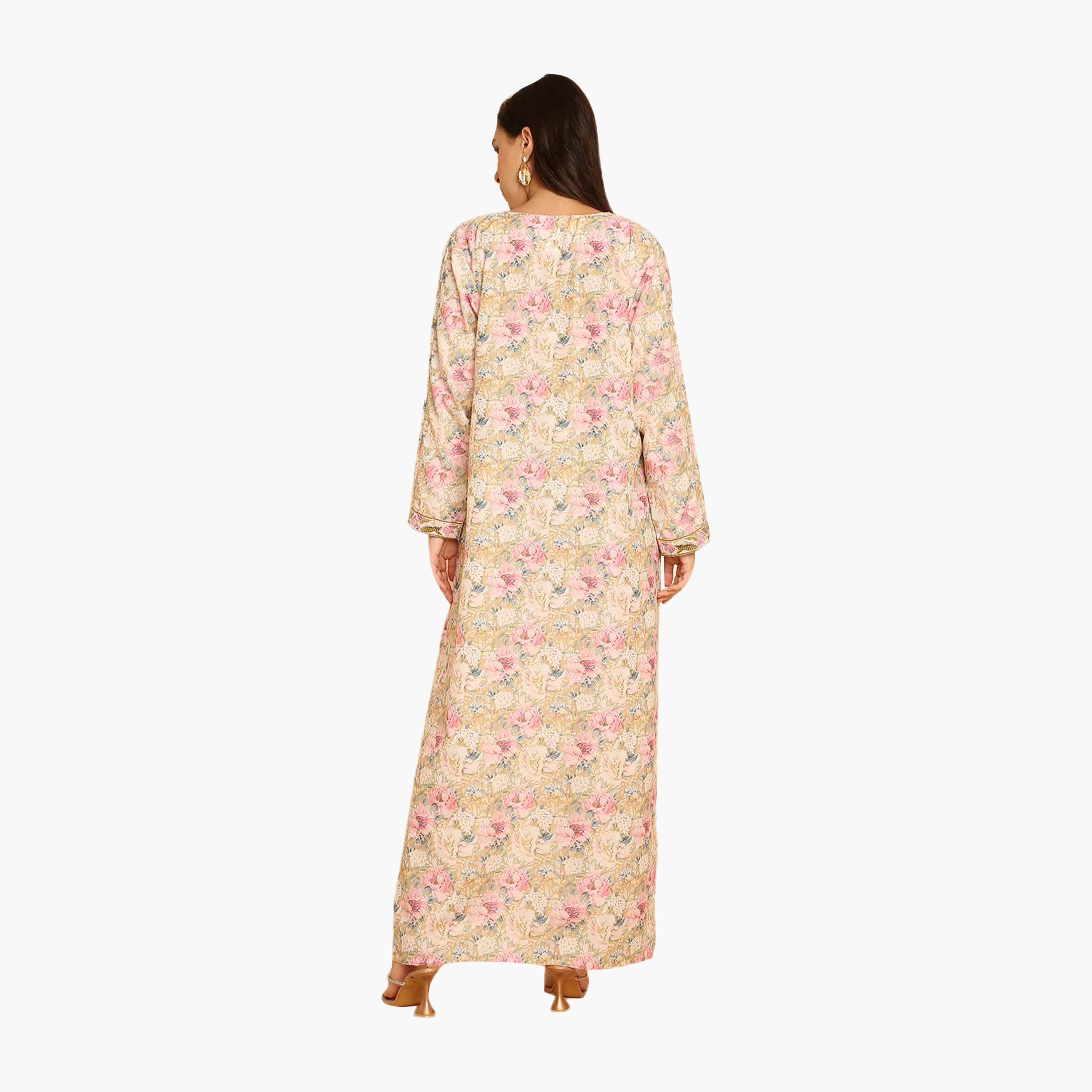 HanaandSara Floral Print Embroidered Yoke Women's Jalabiya-women-arabicclothing-jalabiyas-image-10