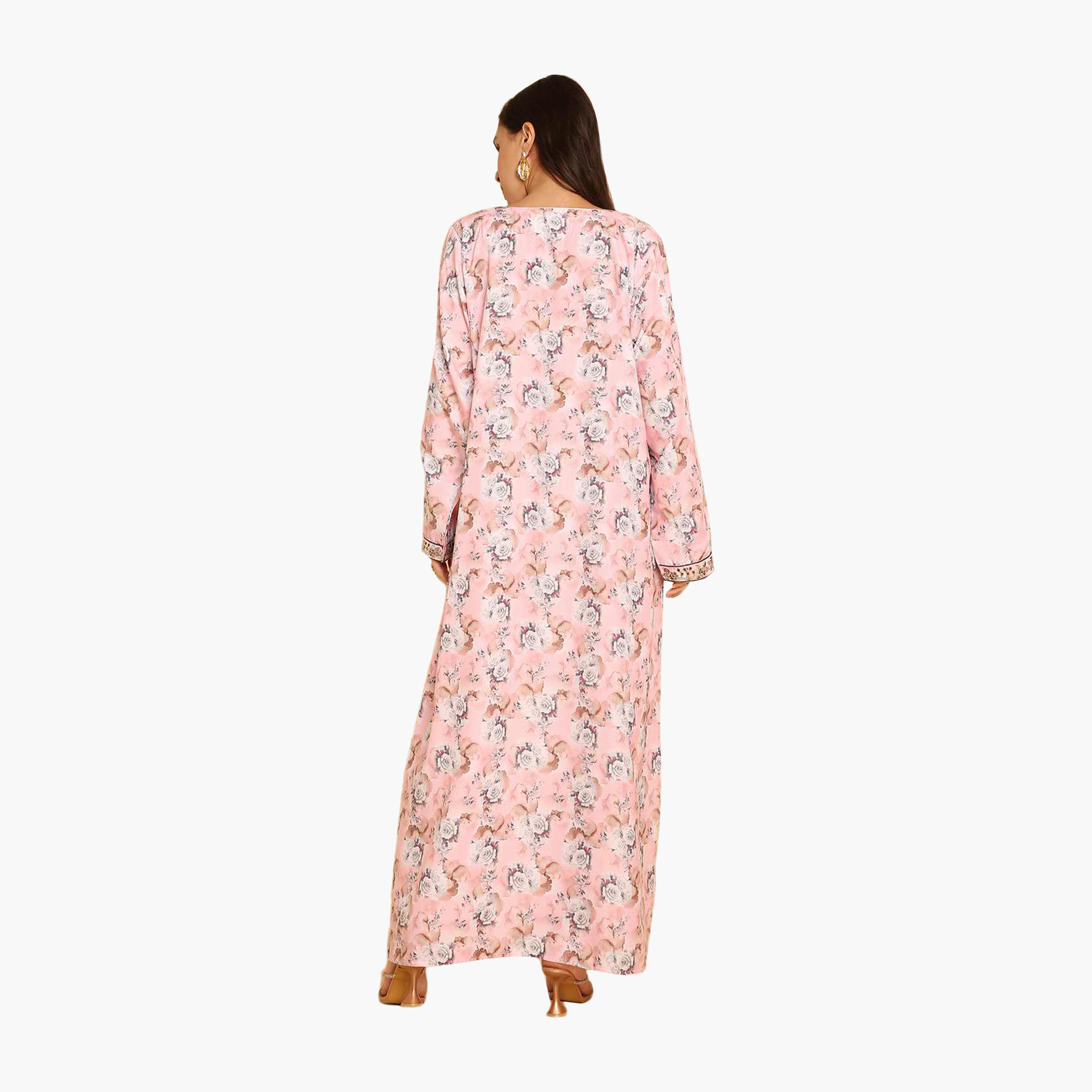 HanaandSara Floral Print Embroidered Yoke Women's Jalabiya-women-arabicclothing-jalabiyas-image-15