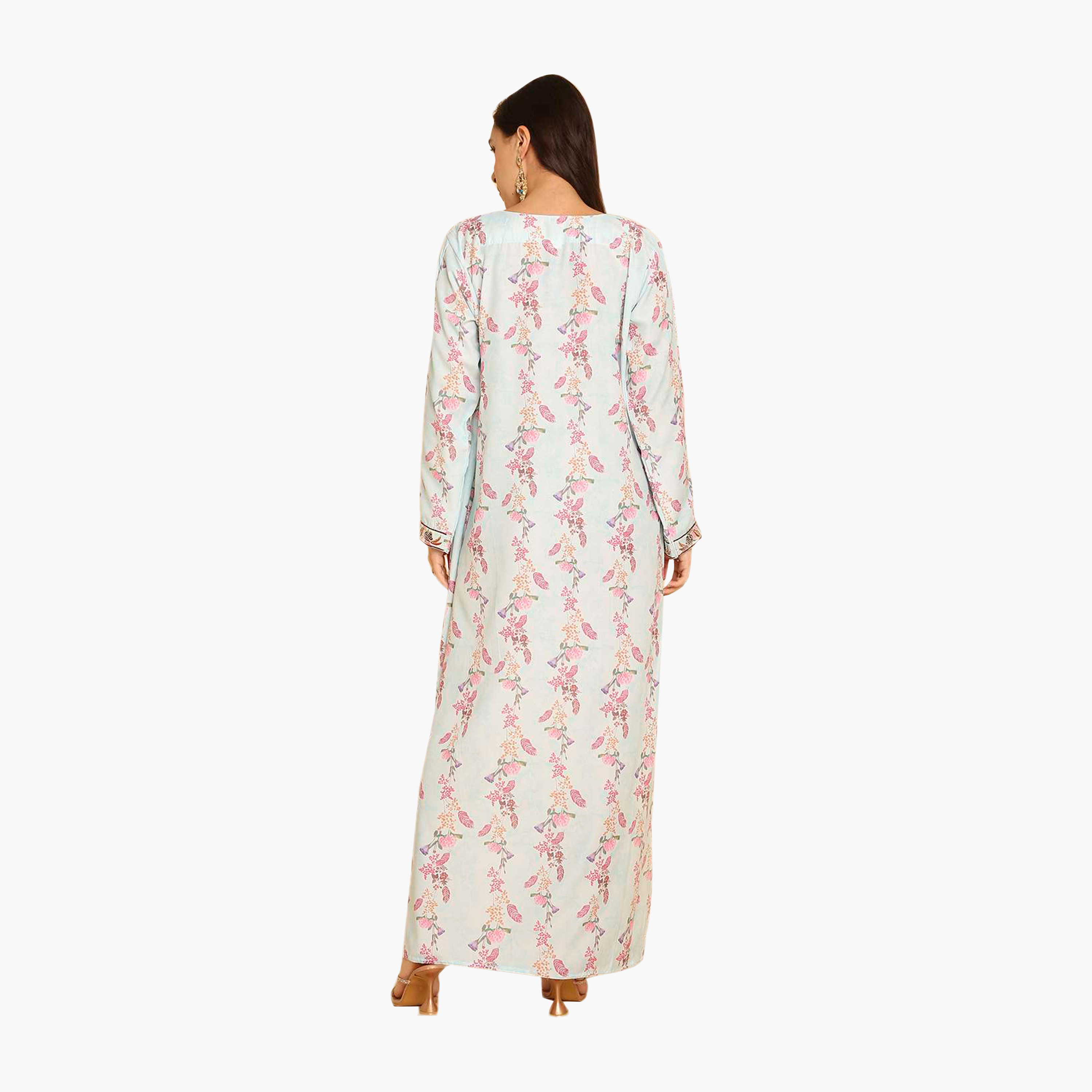 جلابية نسائية مطرزة بنقشة زهور من هنا اند سارة-women-arabicclothing-jalabiyas-image-5