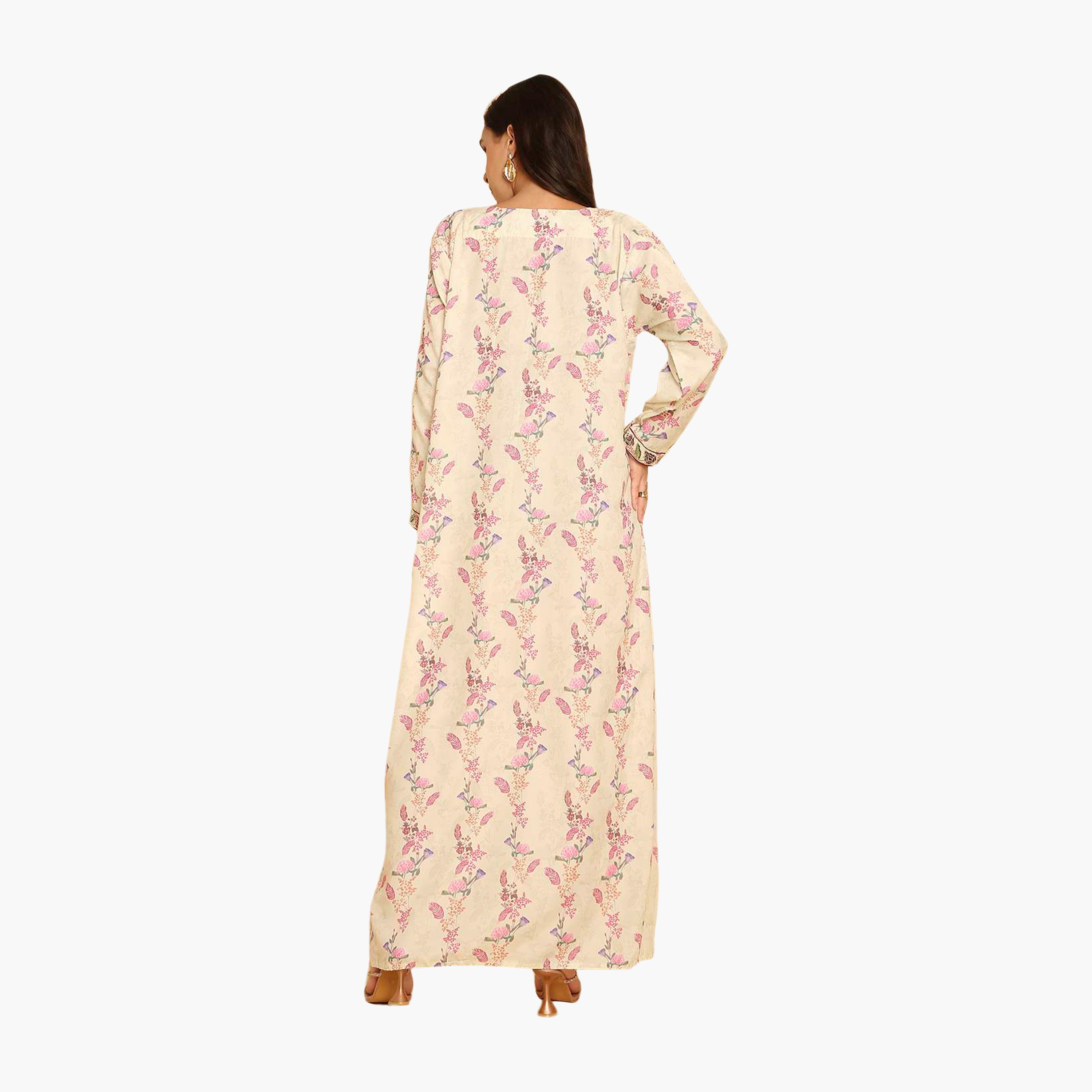 HanaandSara Floral Print Embroidered Yoke Women's Jalabiya-women-arabicclothing-jalabiyas-image-10