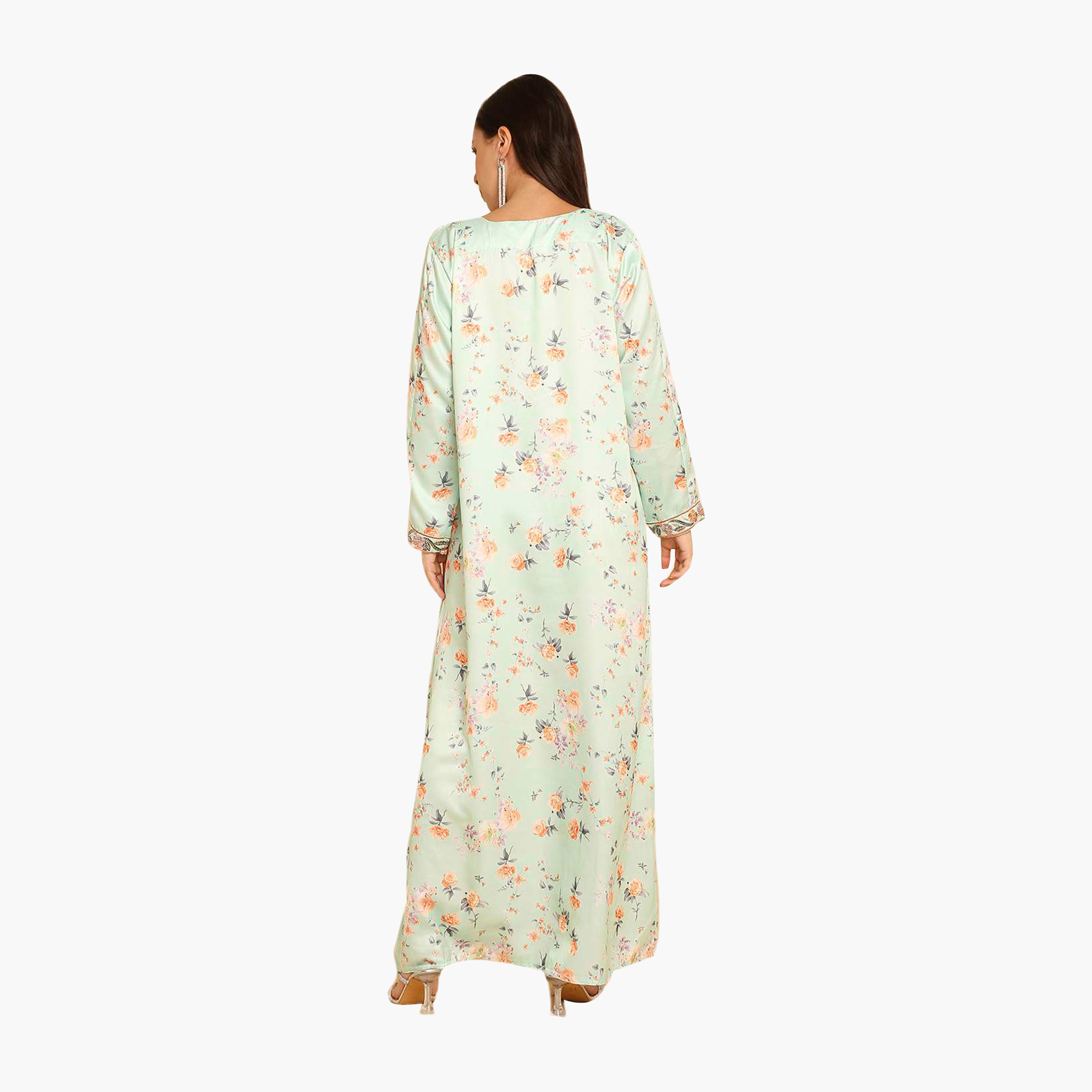 HanaandSara Floral Print Embroidered Yoke Women's Jalabiya-women-arabicclothing-jalabiyas-image-10