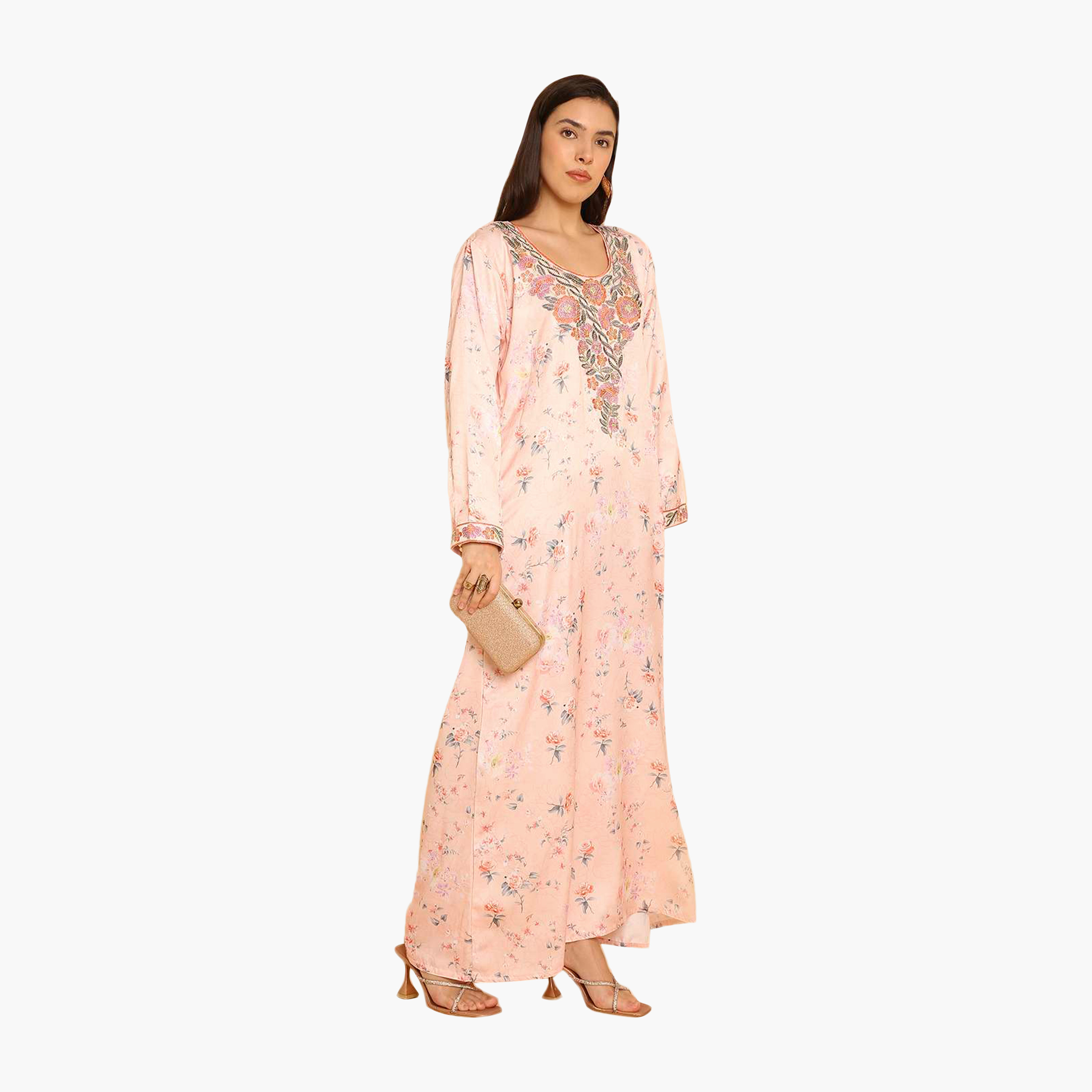 HanaandSara Floral Print Embroidered Yoke Women's Jalabiya-women-arabicclothing-jalabiyas-image-13