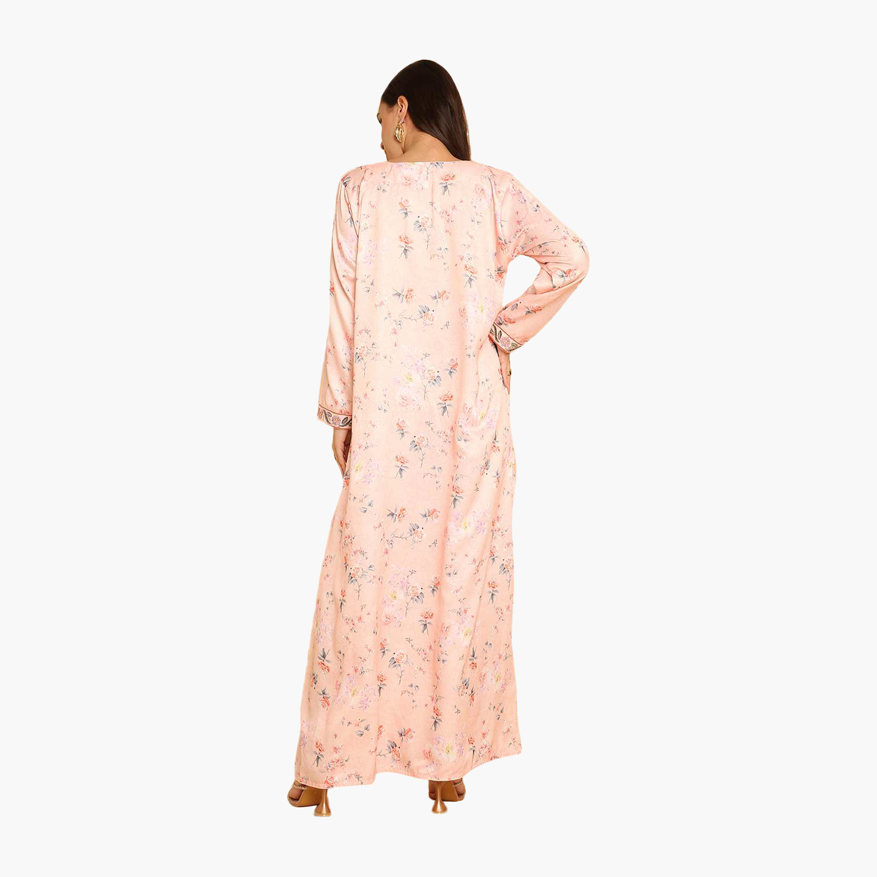 HanaandSara Floral Print Embroidered Yoke Women's Jalabiya-women-arabicclothing-jalabiyas-image-15