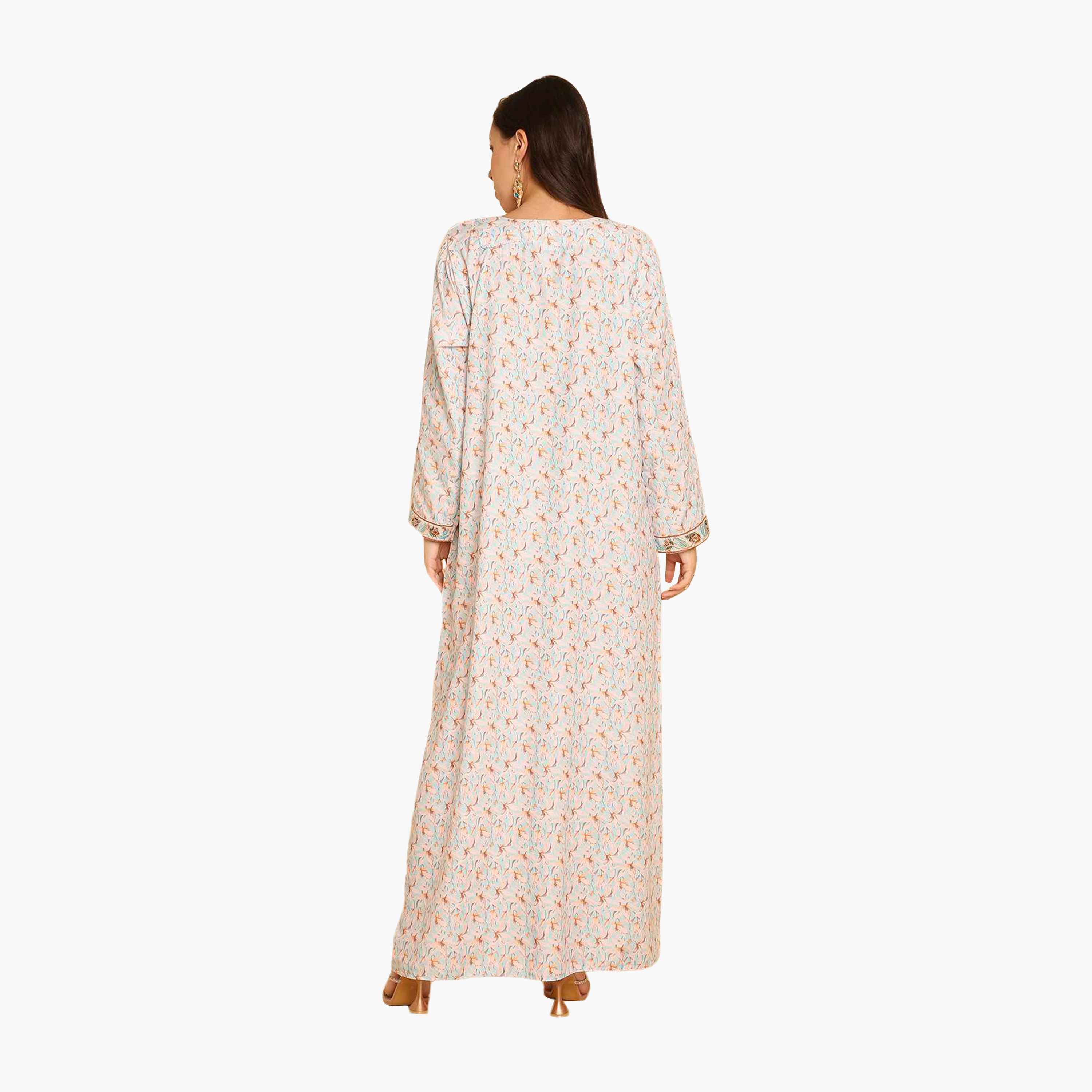 HanaandSara Floral Print Embroidered Yoke Women's Jalabiya-women-arabicclothing-jalabiyas-image-15