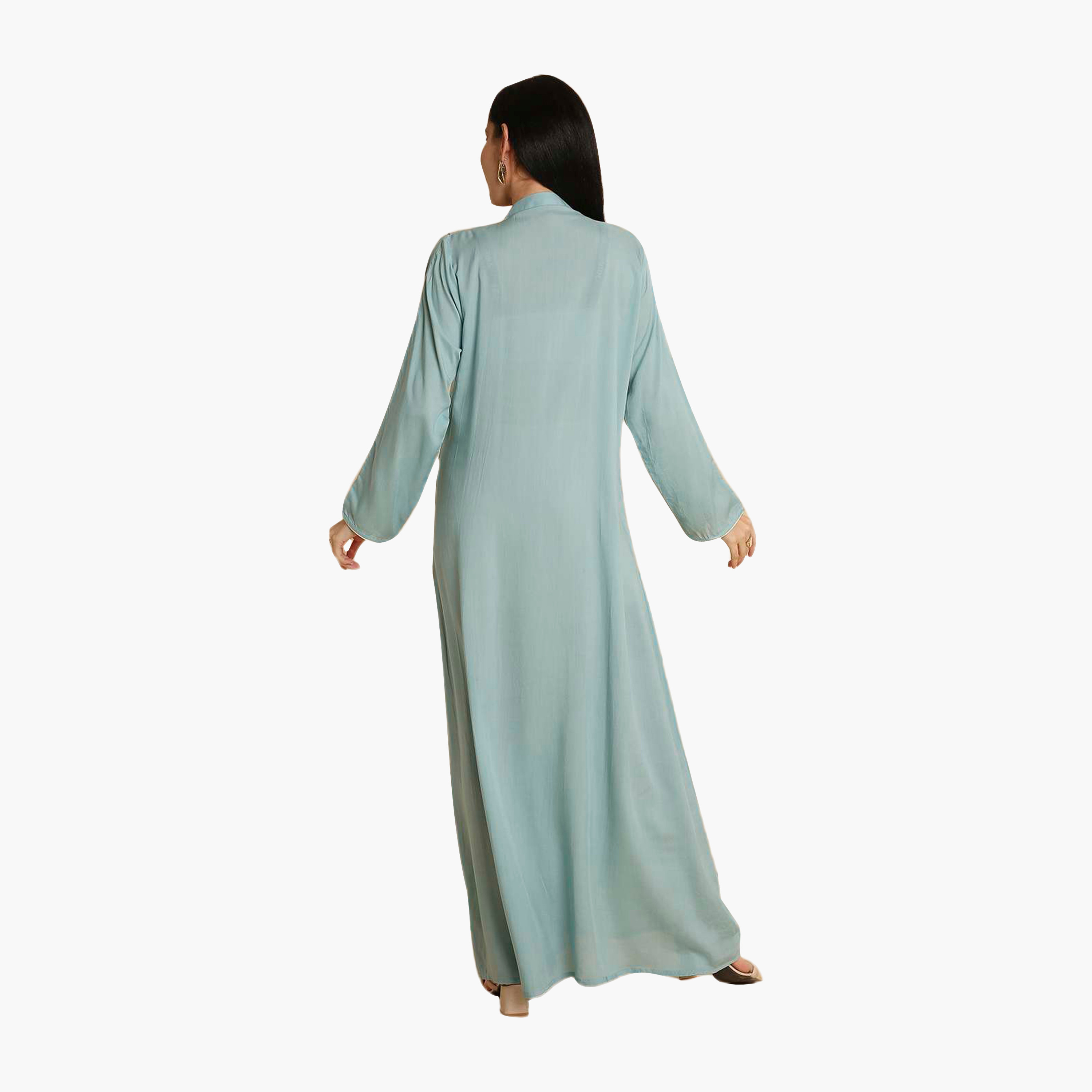 HanaandSara Embroidered Yoke Mandarin Collar Women's Jalabiya-women-arabicclothing-jalabiyas-image-5
