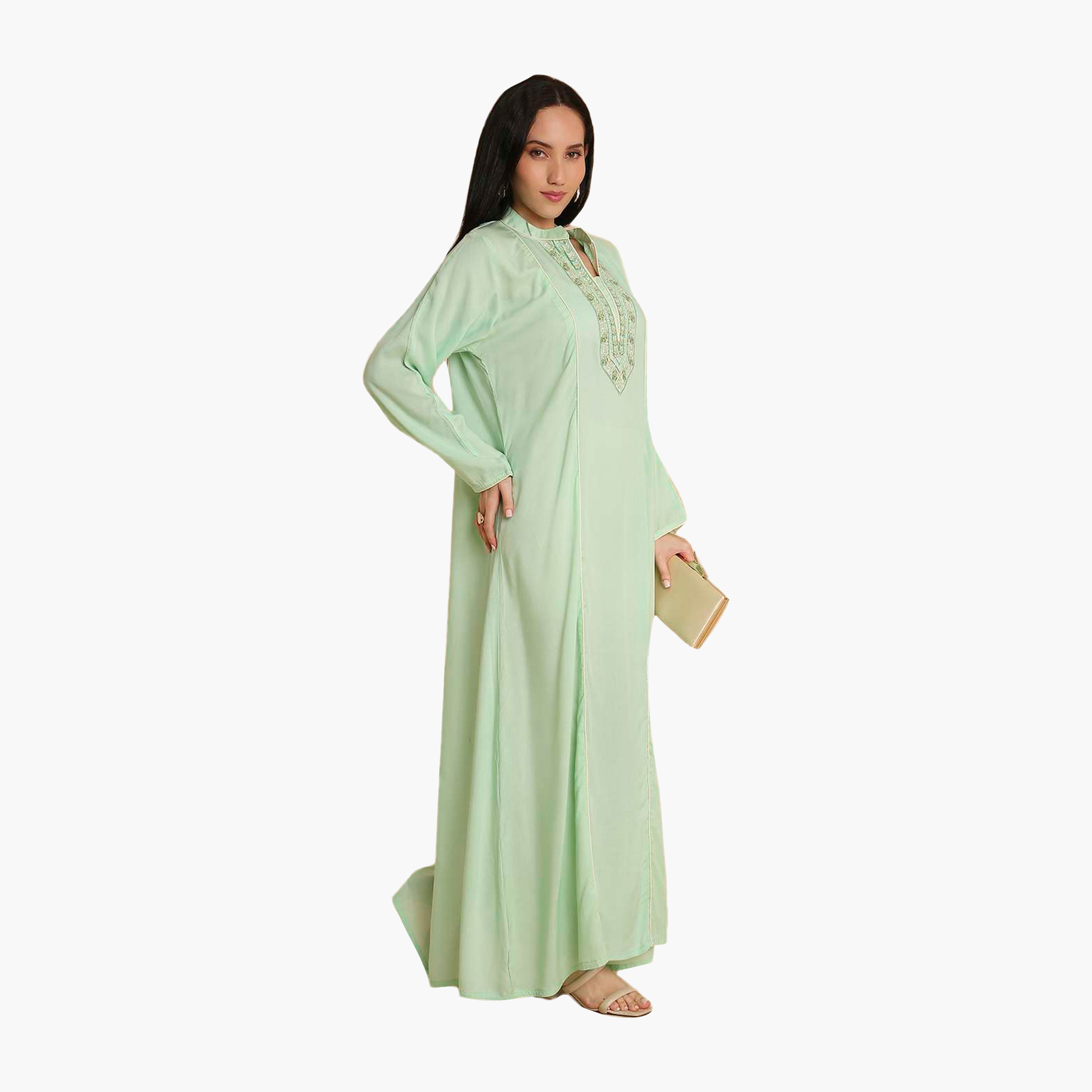 جلابية نسائية مطرزة بياقة ماندرين من هنا اند سارة-women-arabicclothing-jalabiyas-image-8
