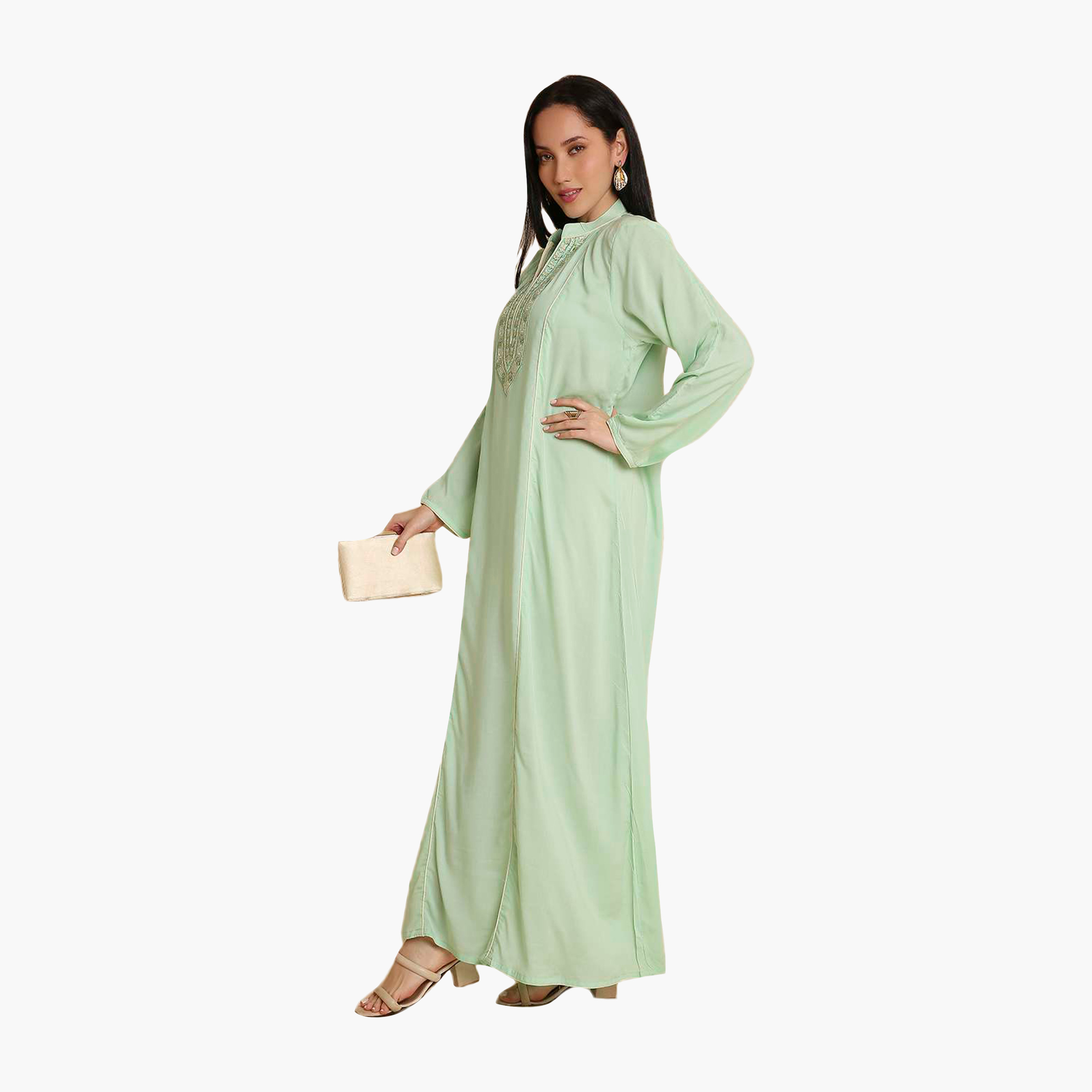 جلابية نسائية مطرزة بياقة ماندرين من هنا اند سارة-women-arabicclothing-jalabiyas-image-9
