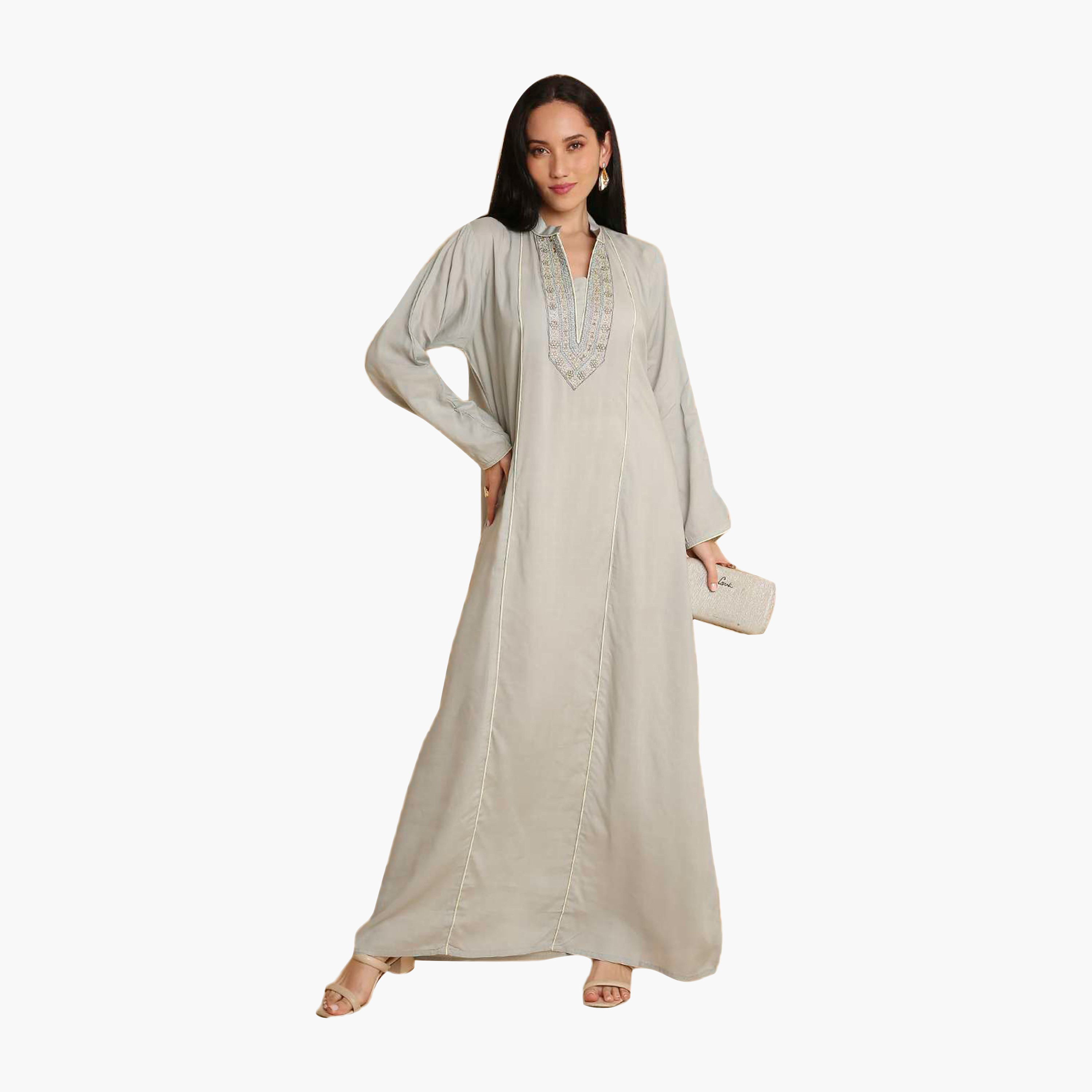جلابية نسائية مطرزة بياقة ماندرين من هنا اند سارة-women-arabicclothing-jalabiyas-image-11