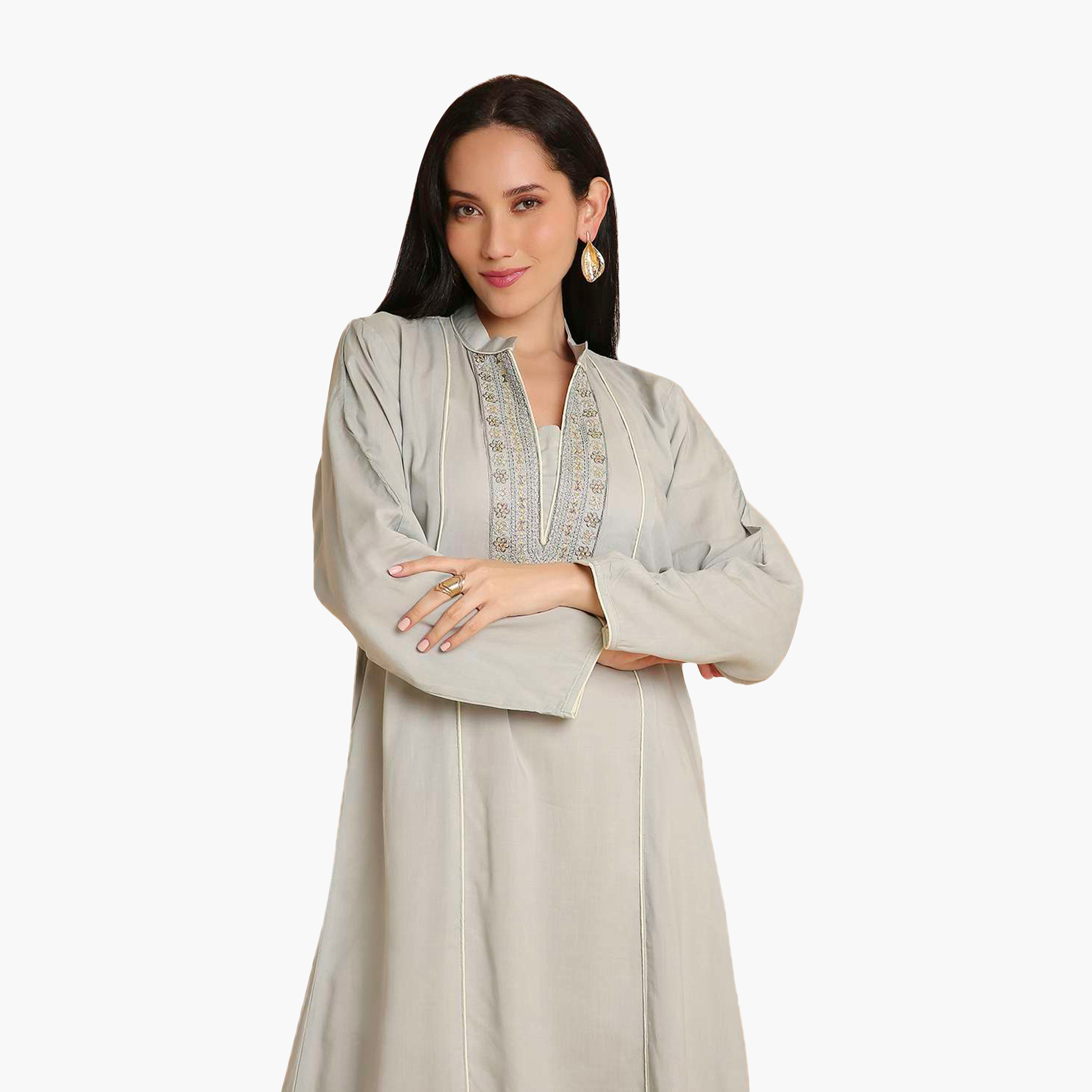 جلابية نسائية مطرزة بياقة ماندرين من هنا اند سارة-women-arabicclothing-jalabiyas-image-12