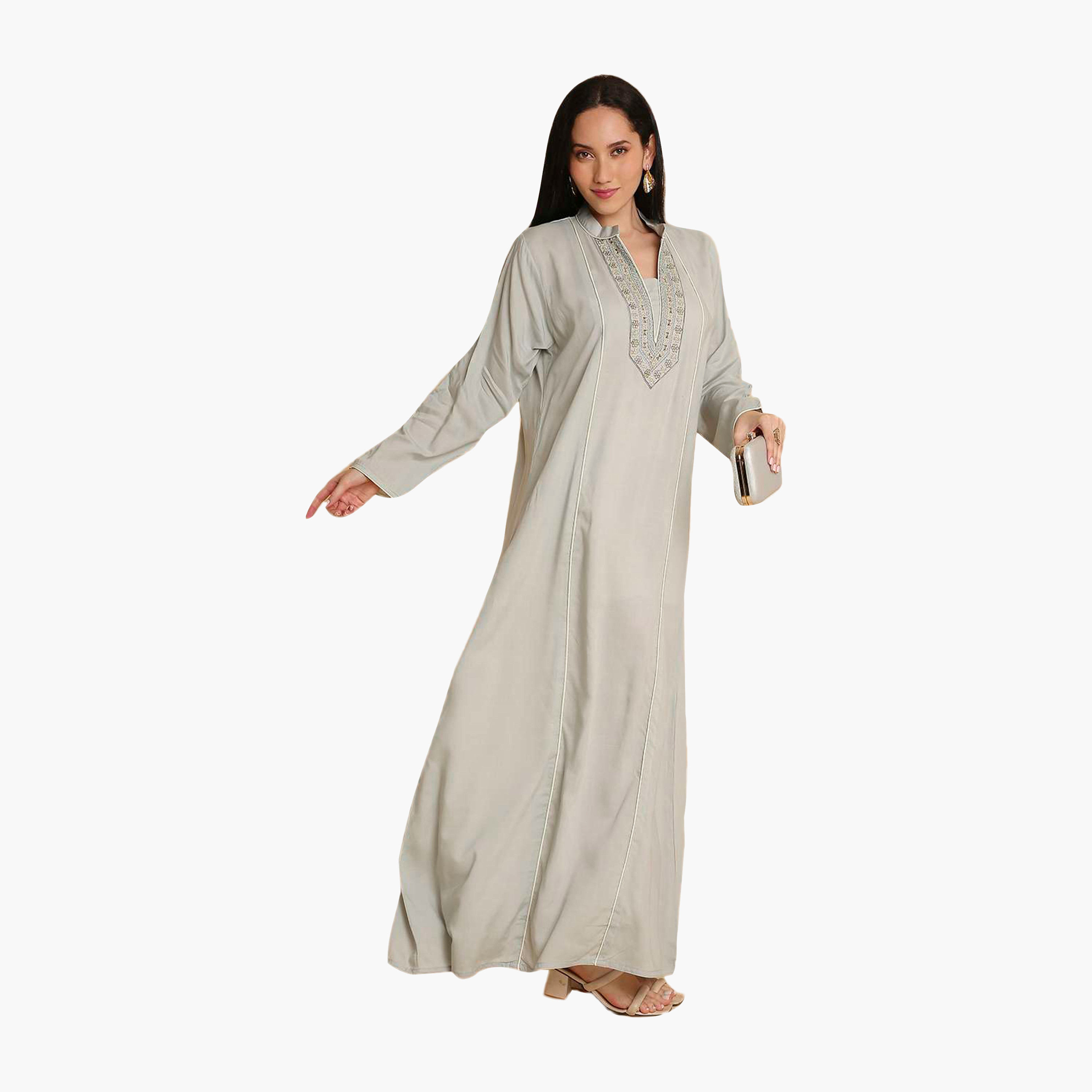 جلابية نسائية مطرزة بياقة ماندرين من هنا اند سارة-women-arabicclothing-jalabiyas-image-13