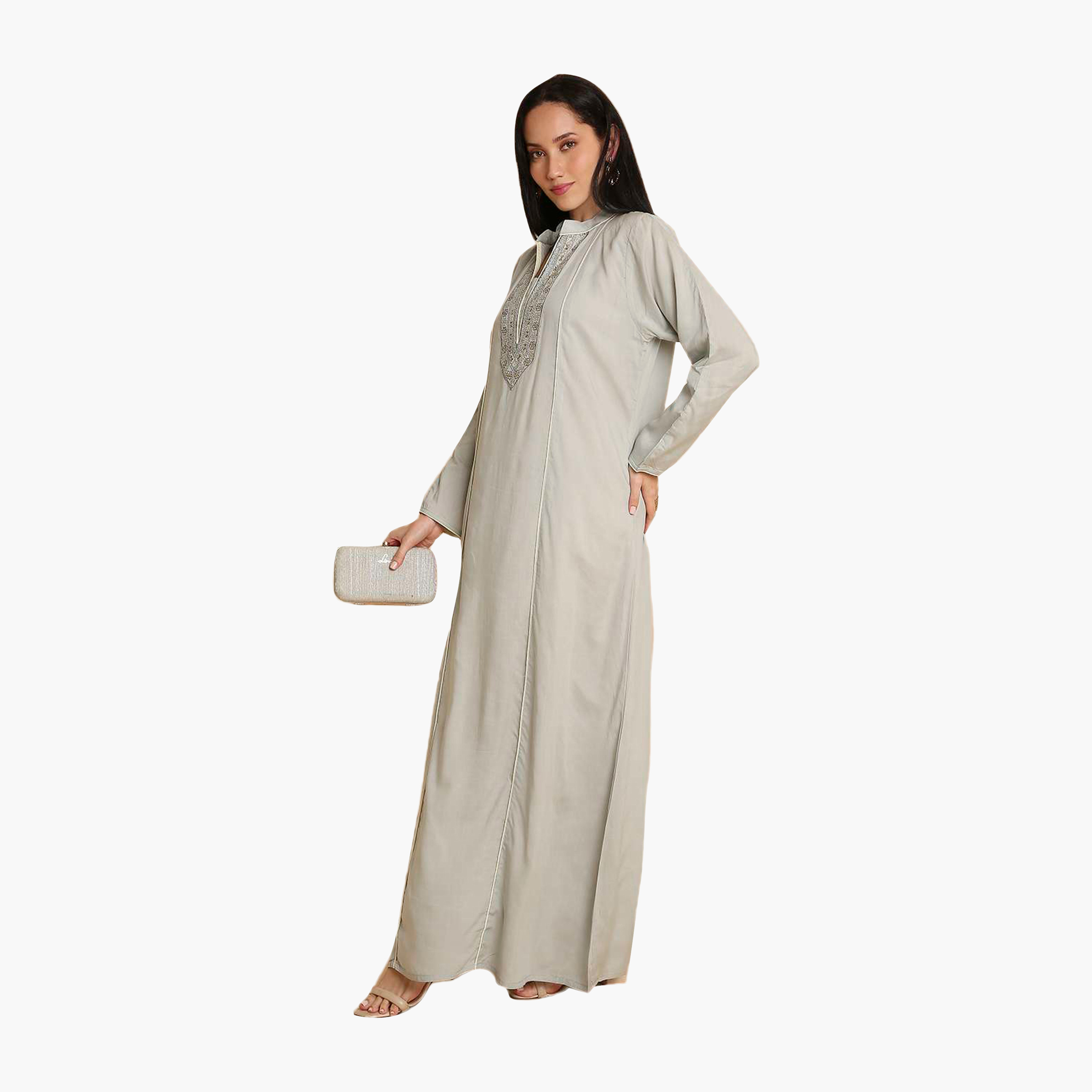 جلابية نسائية مطرزة بياقة ماندرين من هنا اند سارة-women-arabicclothing-jalabiyas-image-14