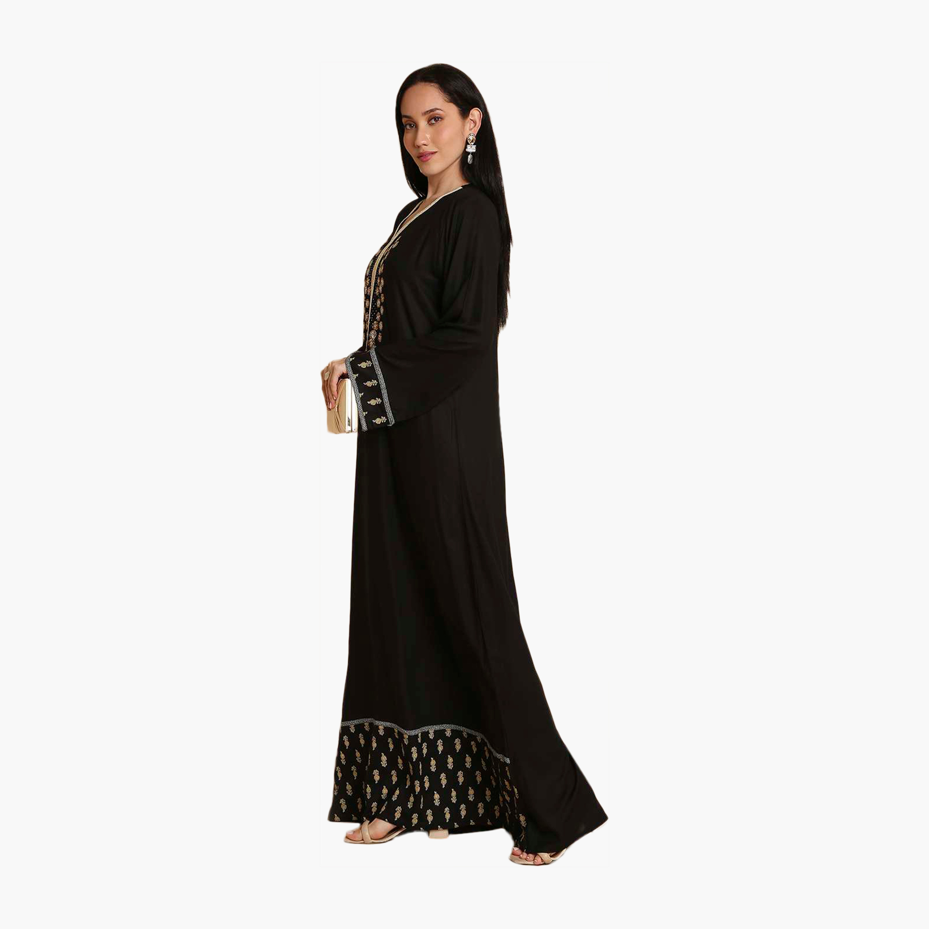 HanaandSara Floral Embroidered Yoke Women's Jalabiya-women-arabicclothing-jalabiyas-image-4