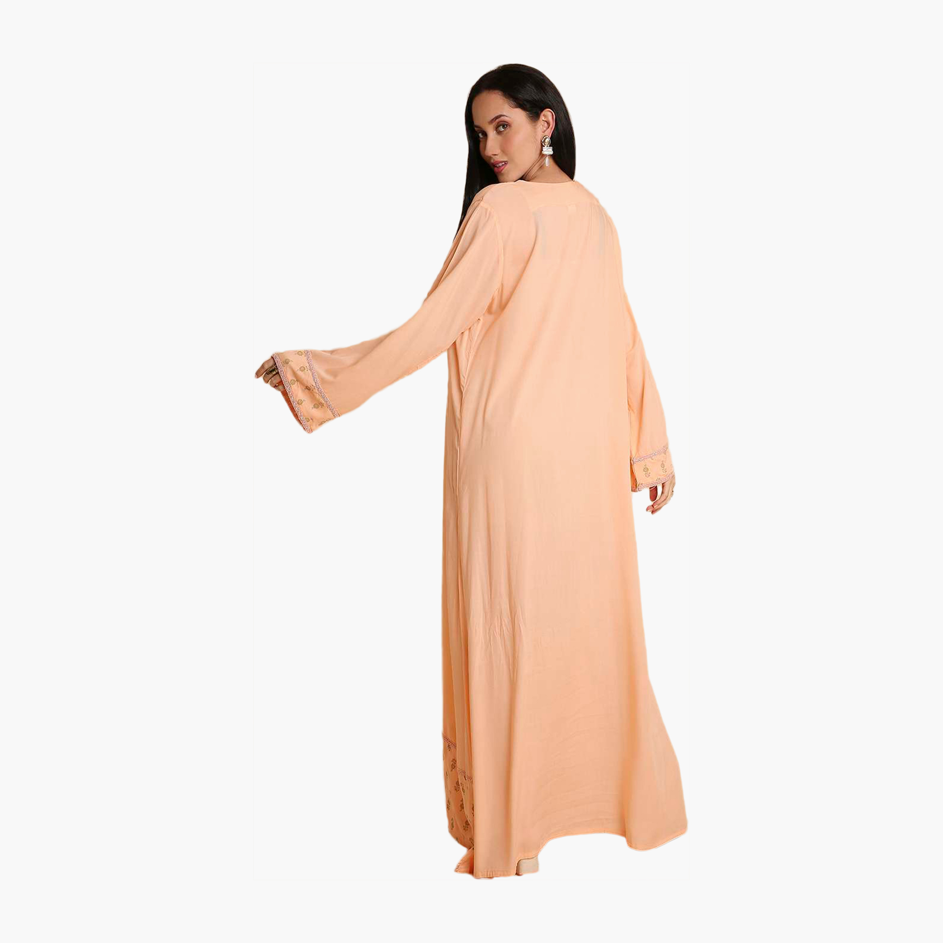 HanaandSara Floral Embroidered Yoke Women's Jalabiya-women-arabicclothing-jalabiyas-image-5