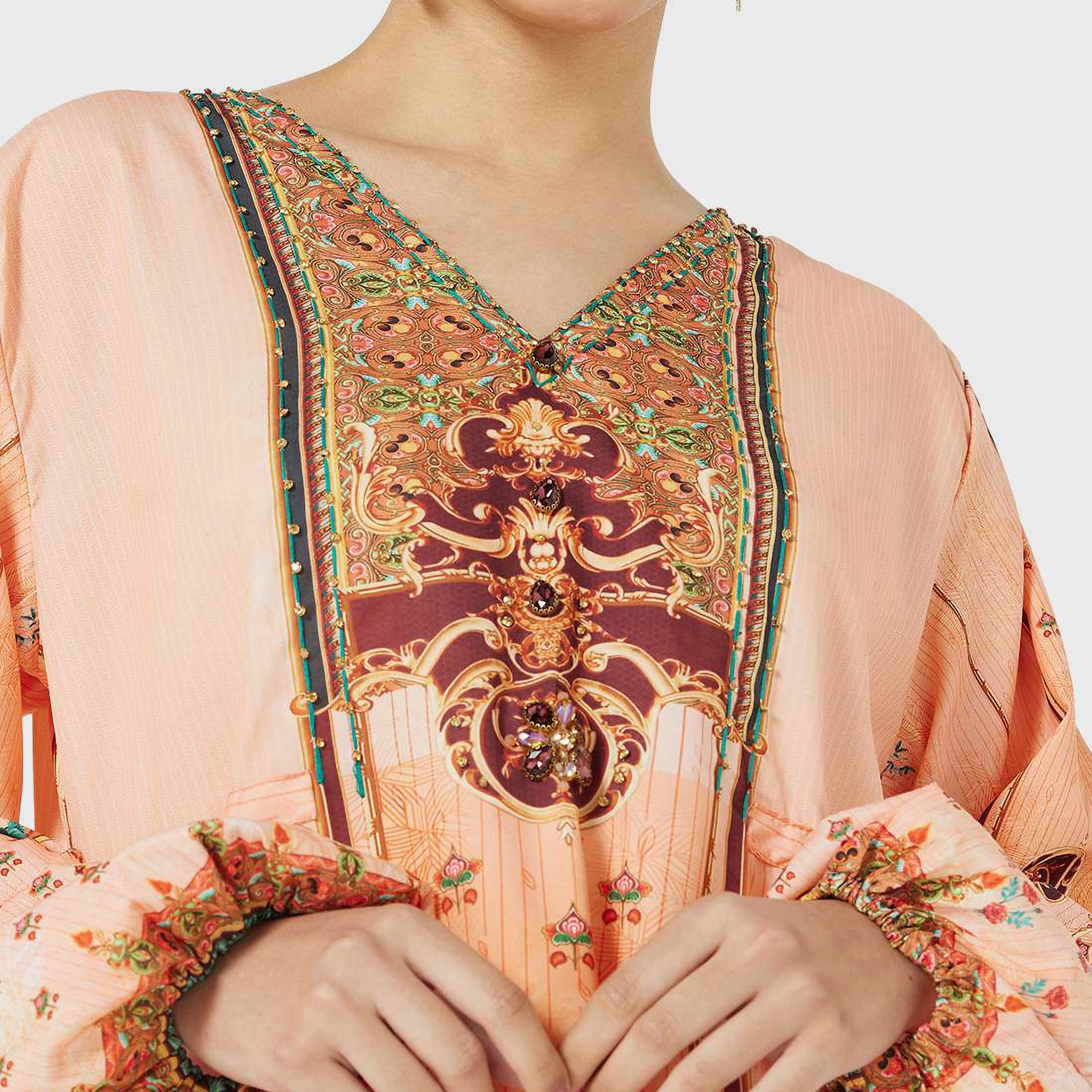 هناء وسارة جلابية نسائية متعددة الألوان بأكمام واسعة-women-arabicclothing-jalabiyas-image-2
