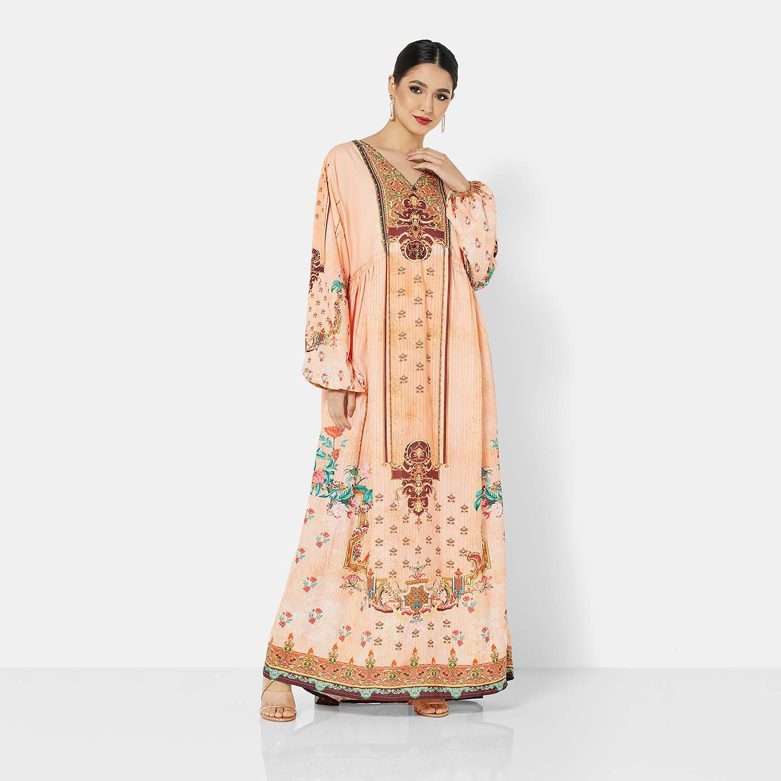 هناء وسارة جلابية نسائية متعددة الألوان بأكمام واسعة-women-arabicclothing-jalabiyas-image-3