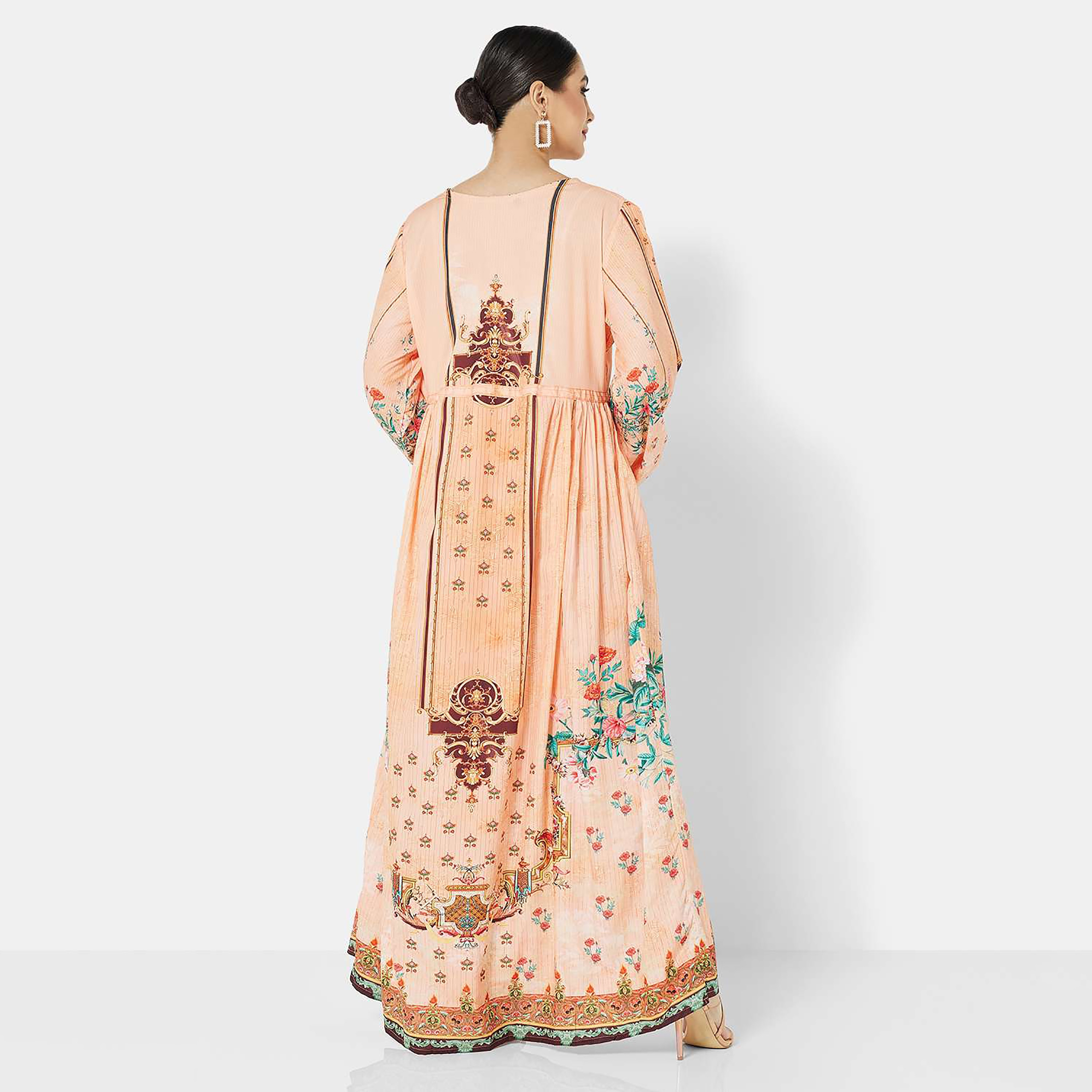 Hana & Sara Multicolour Embellished Flared Sleeves Women's Jalabiya-women-arabicclothing-jalabiyas-image-4