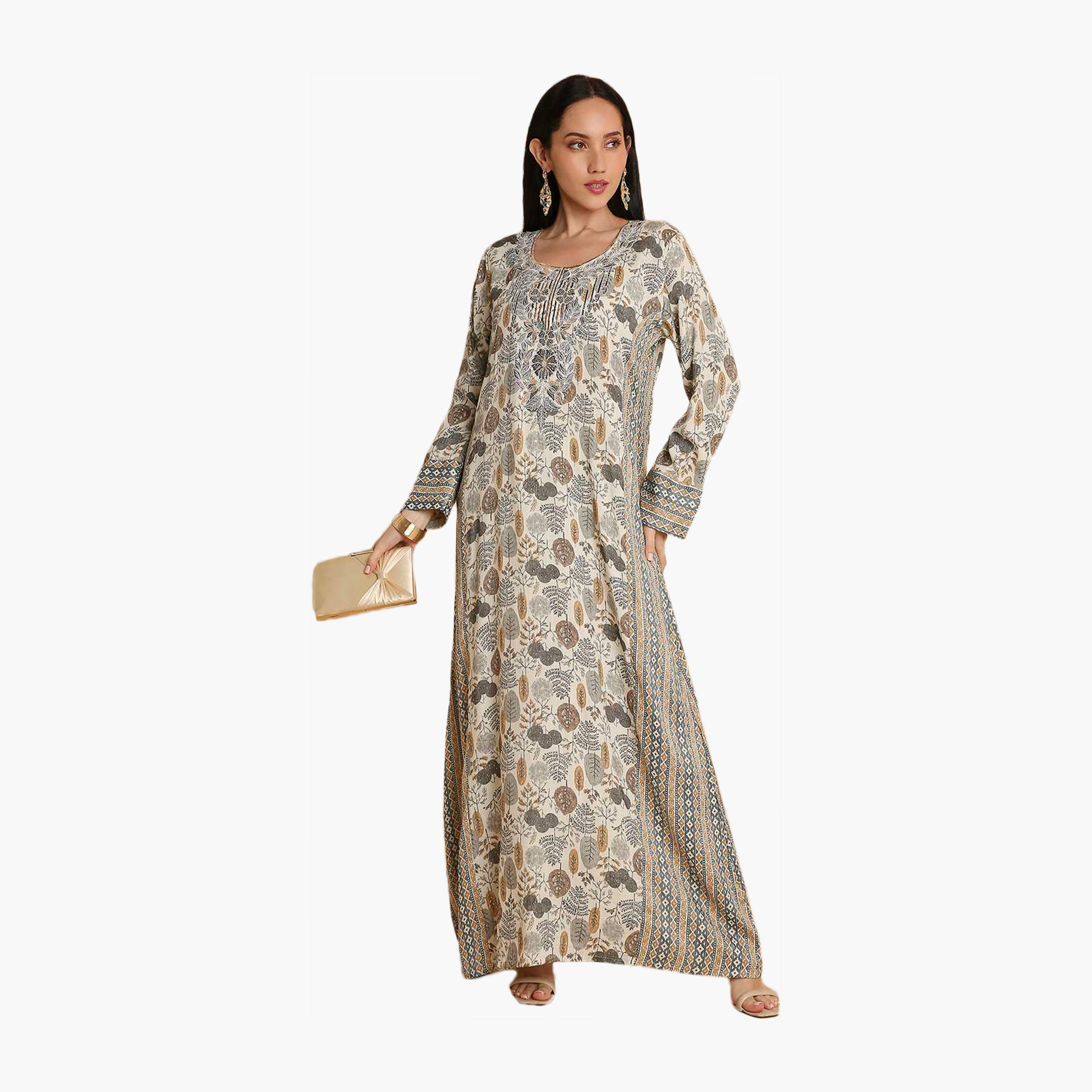 جلابية نسائية متعددة الألوان مطبوعة بالكامل من هانا اند سارة-women-arabicclothing-jalabiyas-image-1