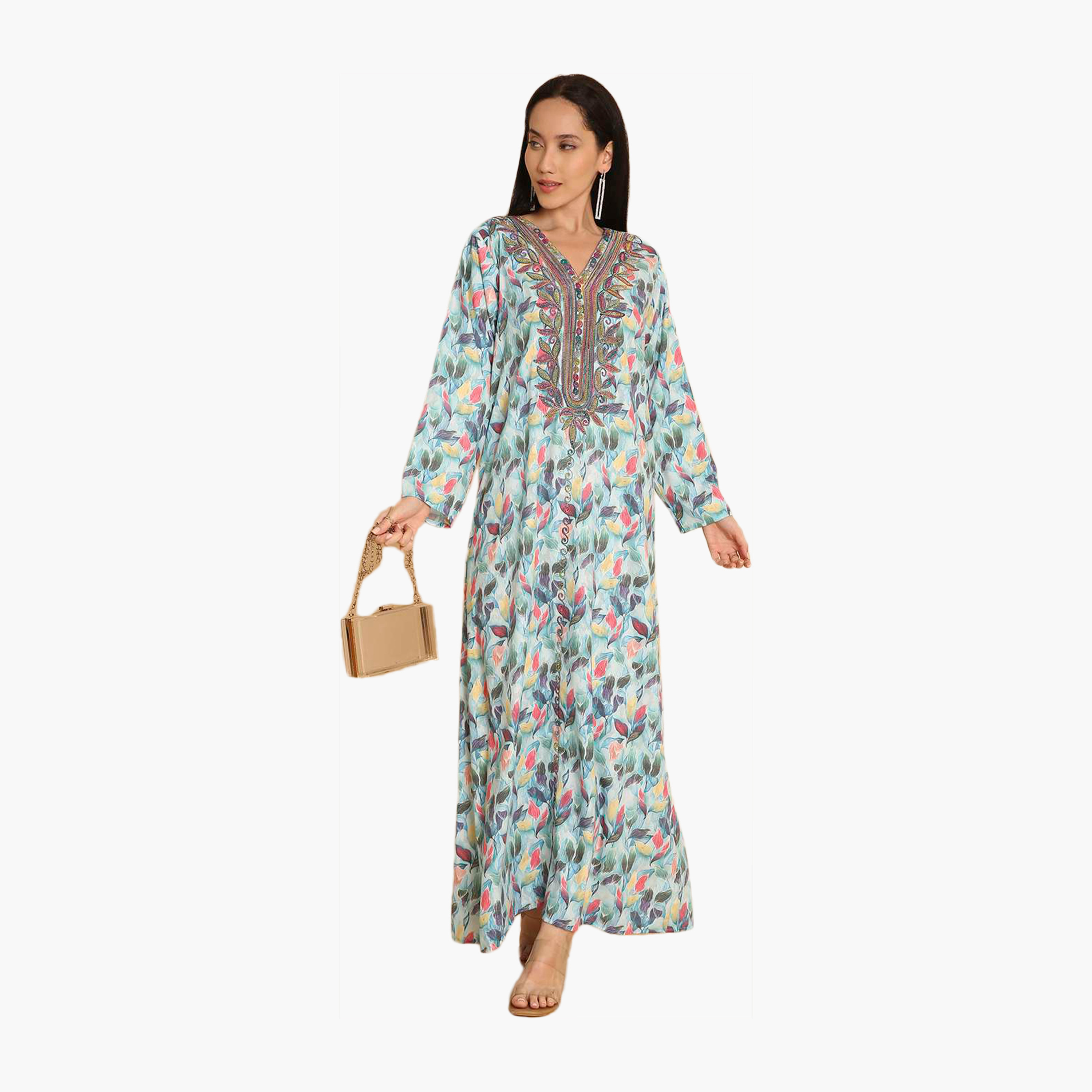 HanaandSara All Over Printed and Embroidered Yoke Women's Jalabiya-women-arabicclothing-jalabiyas-image-6
