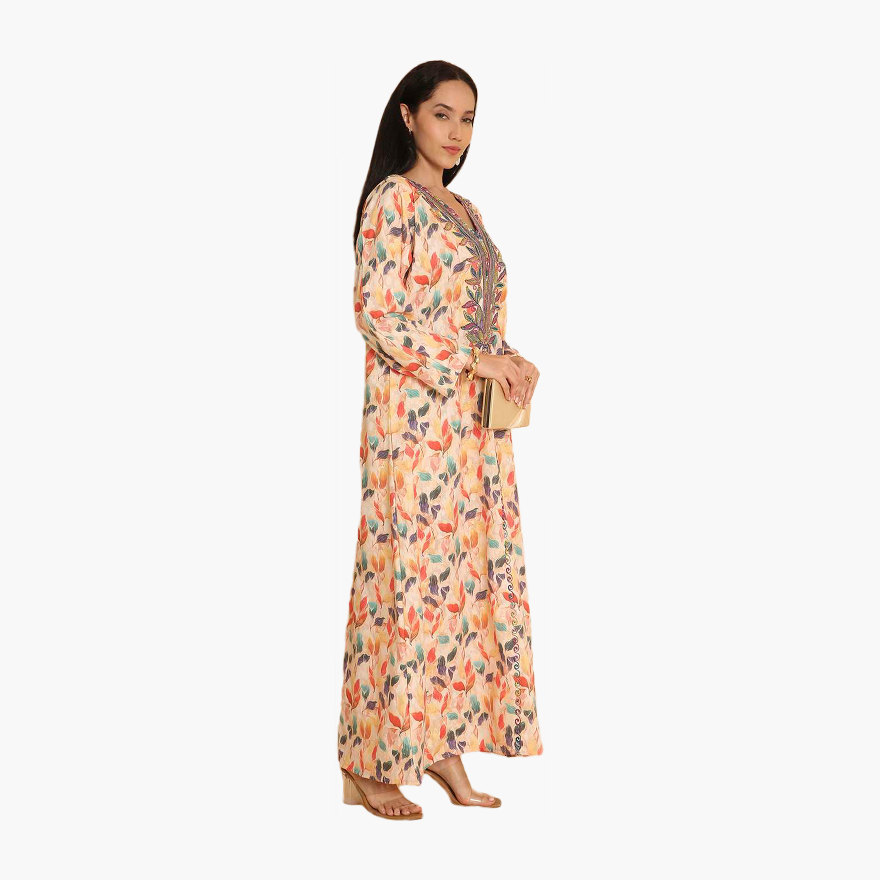 HanaandSara All Over Printed and Embroidered Yoke Women's Jalabiya-women-arabicclothing-jalabiyas-image-3