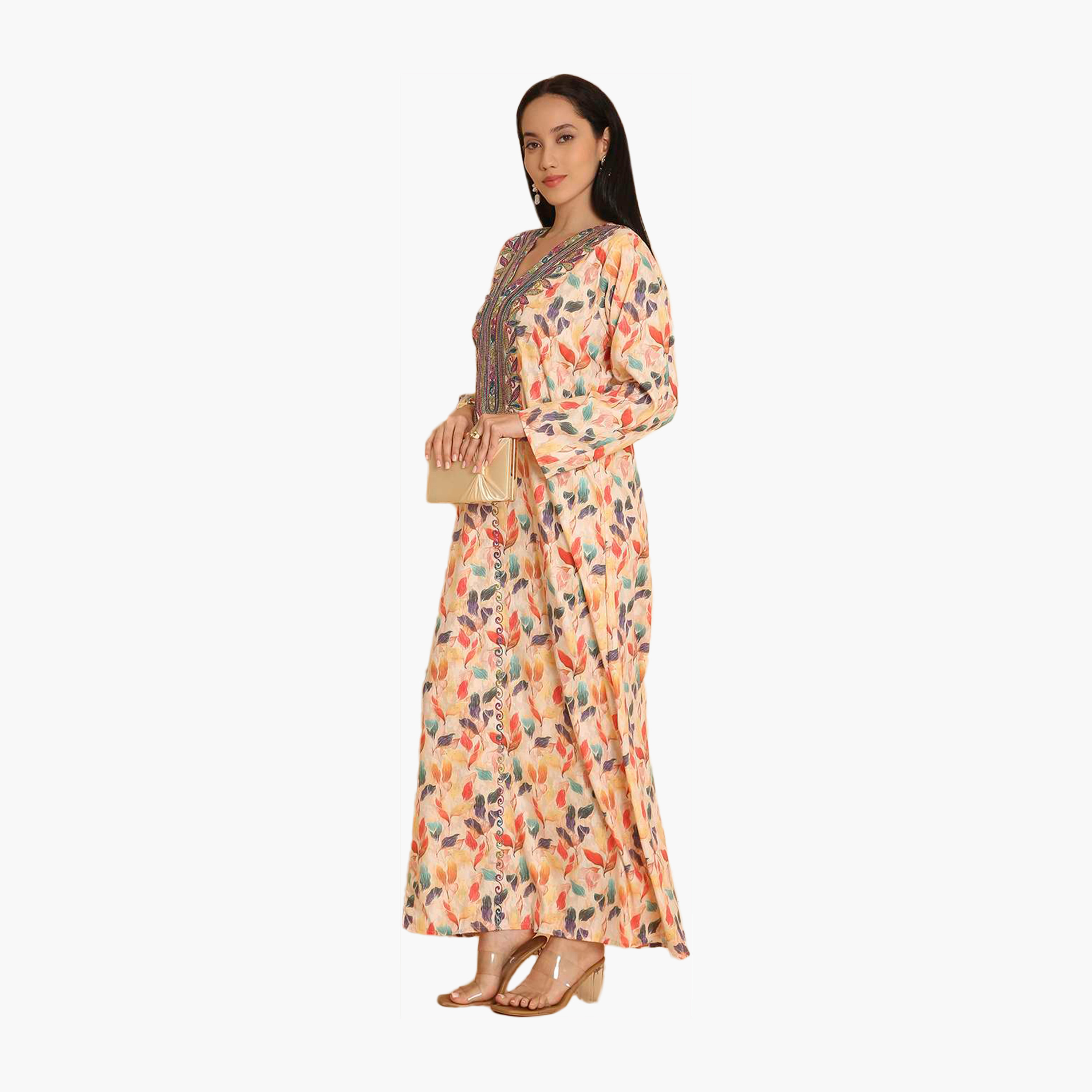 HanaandSara All Over Printed and Embroidered Yoke Women's Jalabiya-women-arabicclothing-jalabiyas-image-4