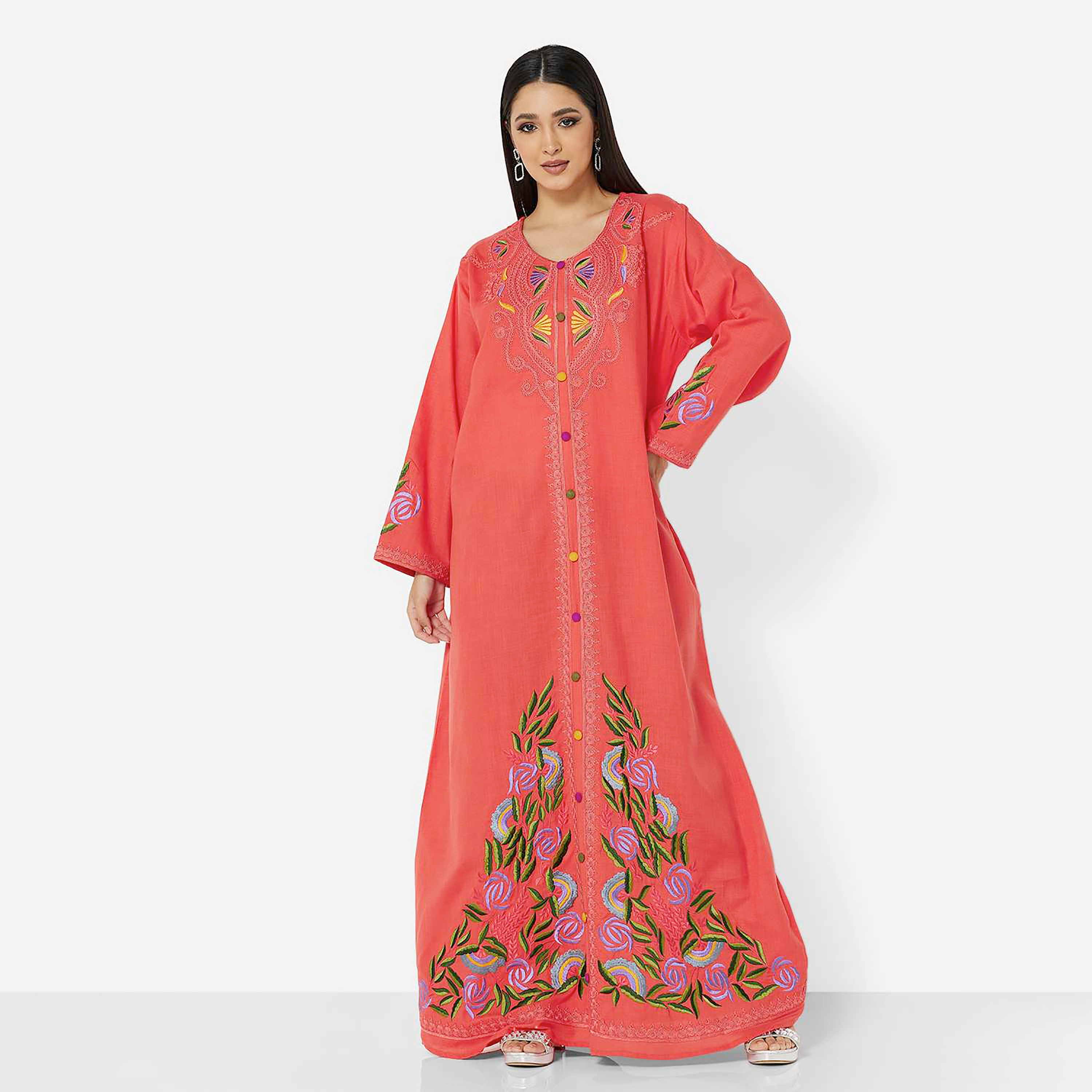 هناء وسارة جلابية نسائية مطرزة باللون الوردي-women-arabicclothing-jalabiyas-image-1
