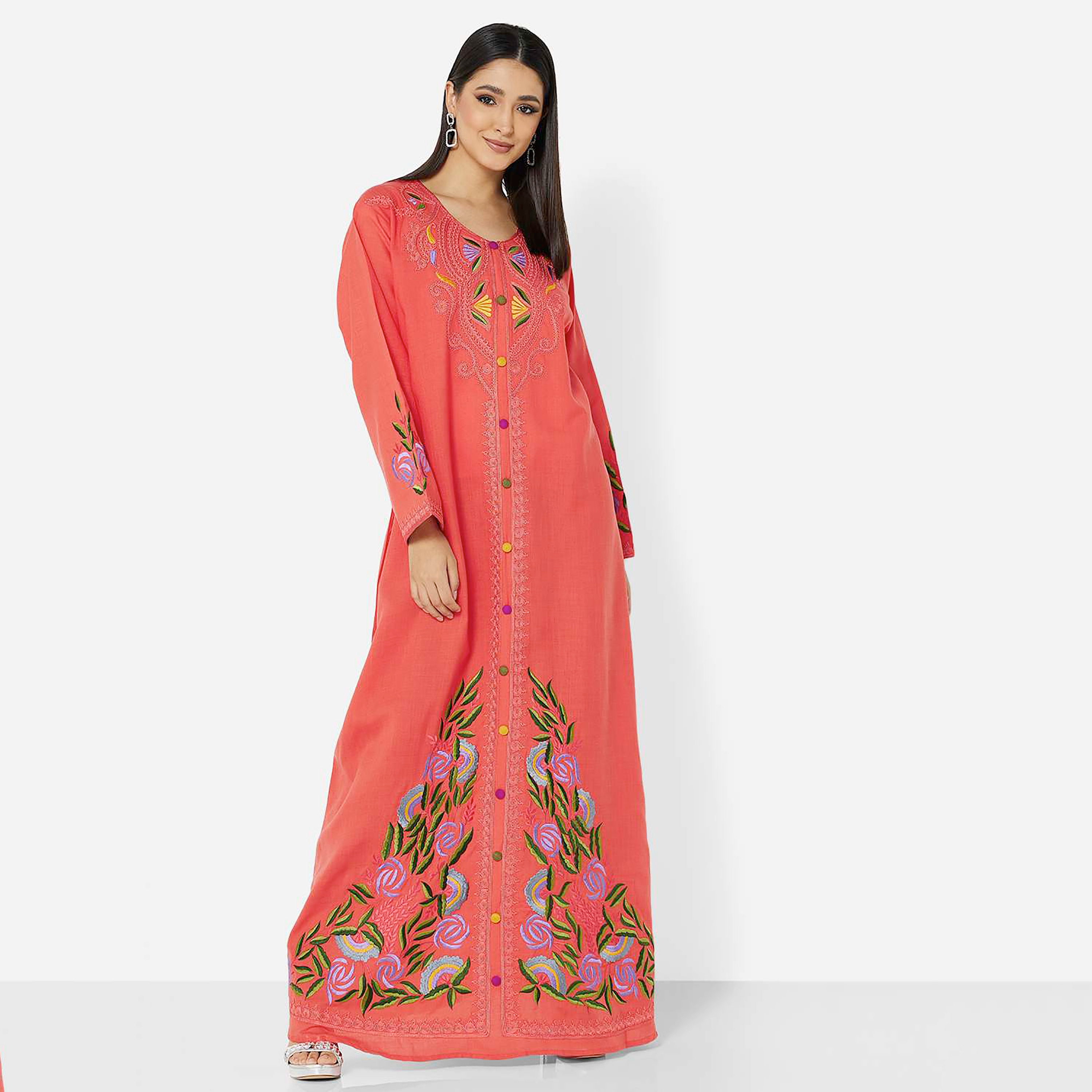 هناء وسارة جلابية نسائية مطرزة باللون الوردي-women-arabicclothing-jalabiyas-image-3