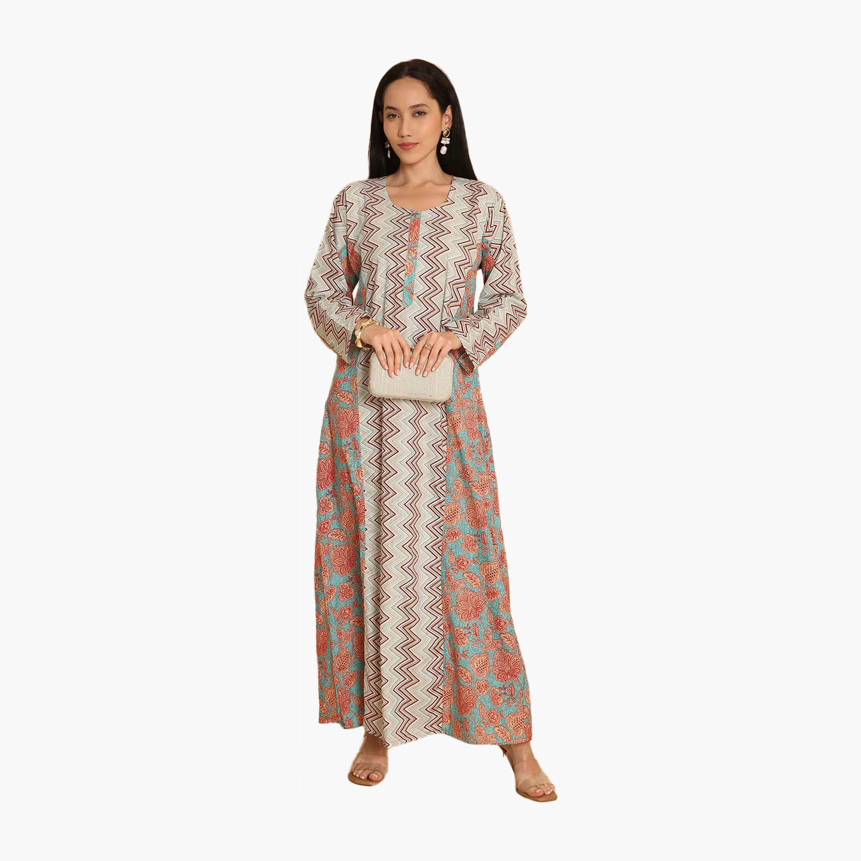 جلابية نسائية متعرجة ومطبوعة بالزهور من هانا اند سارة-women-arabicclothing-jalabiyas-image-6