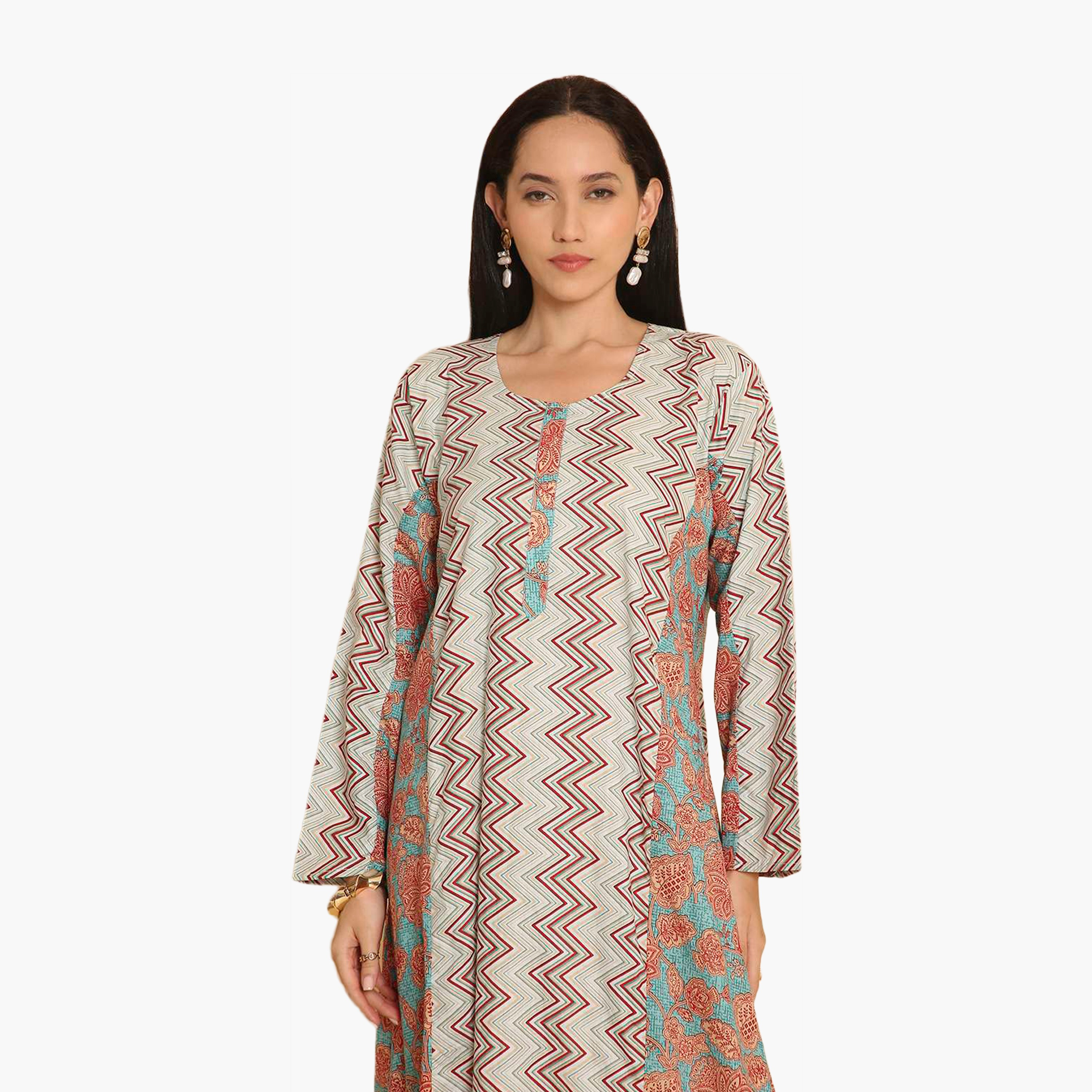 جلابية نسائية متعرجة ومطبوعة بالزهور من هانا اند سارة-women-arabicclothing-jalabiyas-image-7