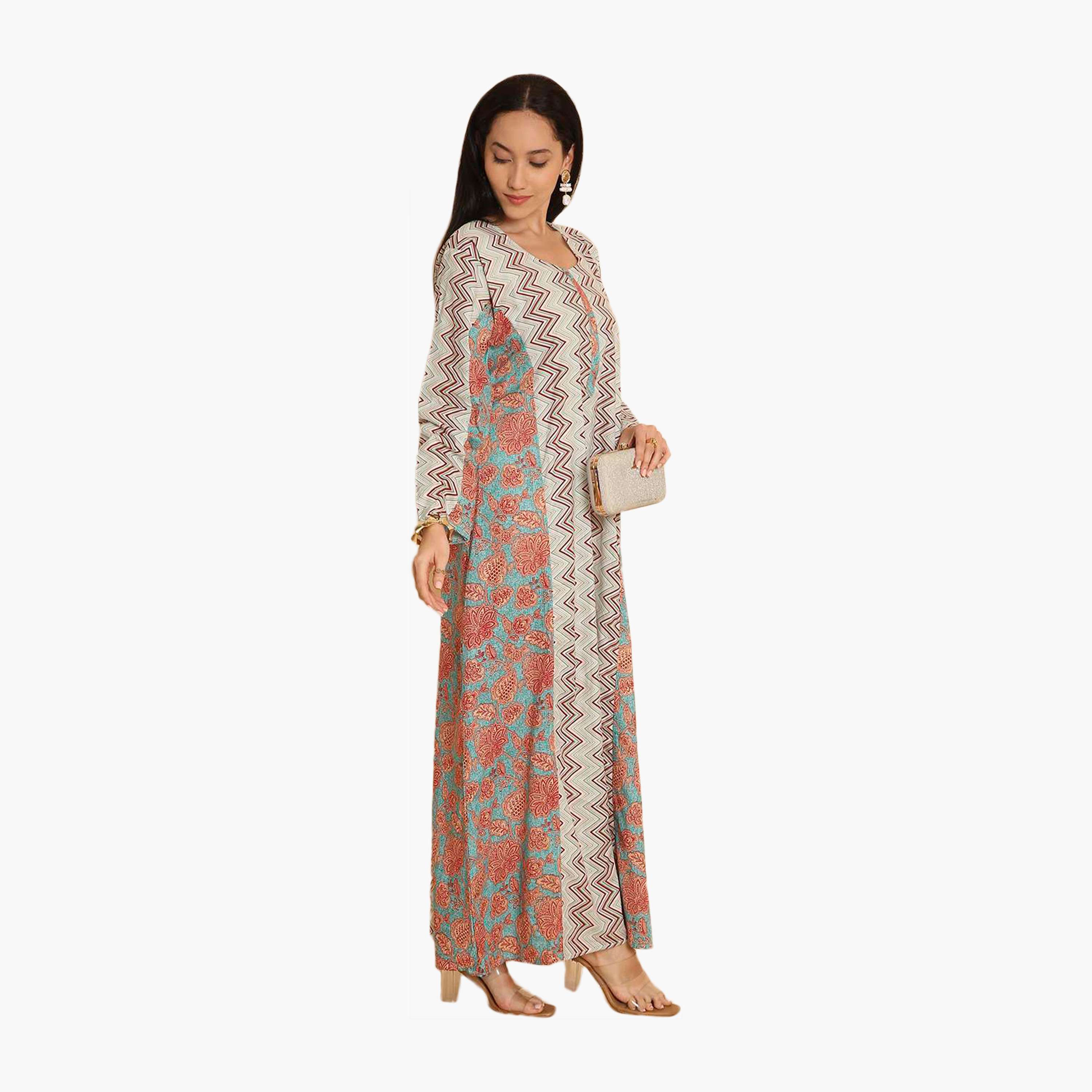 جلابية نسائية متعرجة ومطبوعة بالزهور من هانا اند سارة-women-arabicclothing-jalabiyas-image-8