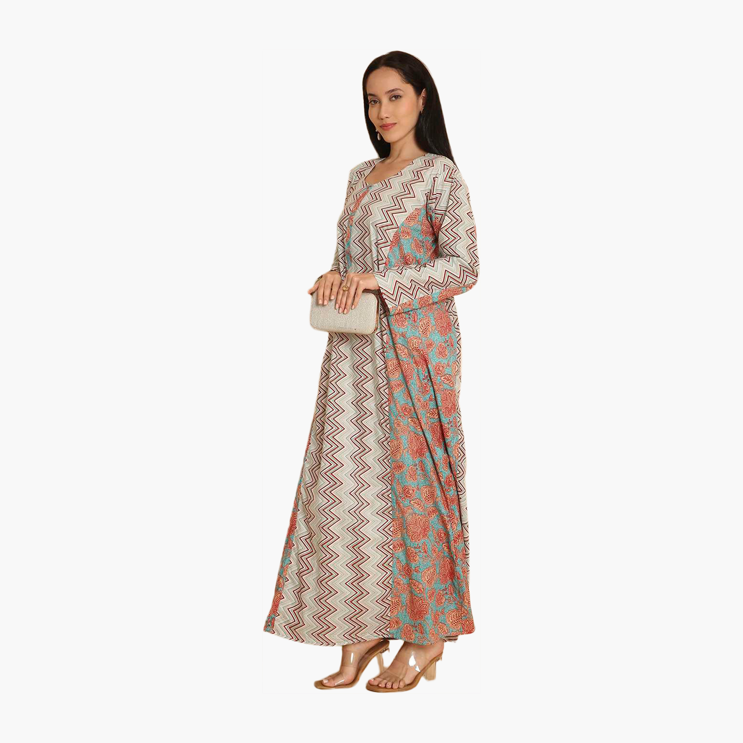 جلابية نسائية متعرجة ومطبوعة بالزهور من هانا اند سارة-women-arabicclothing-jalabiyas-image-9
