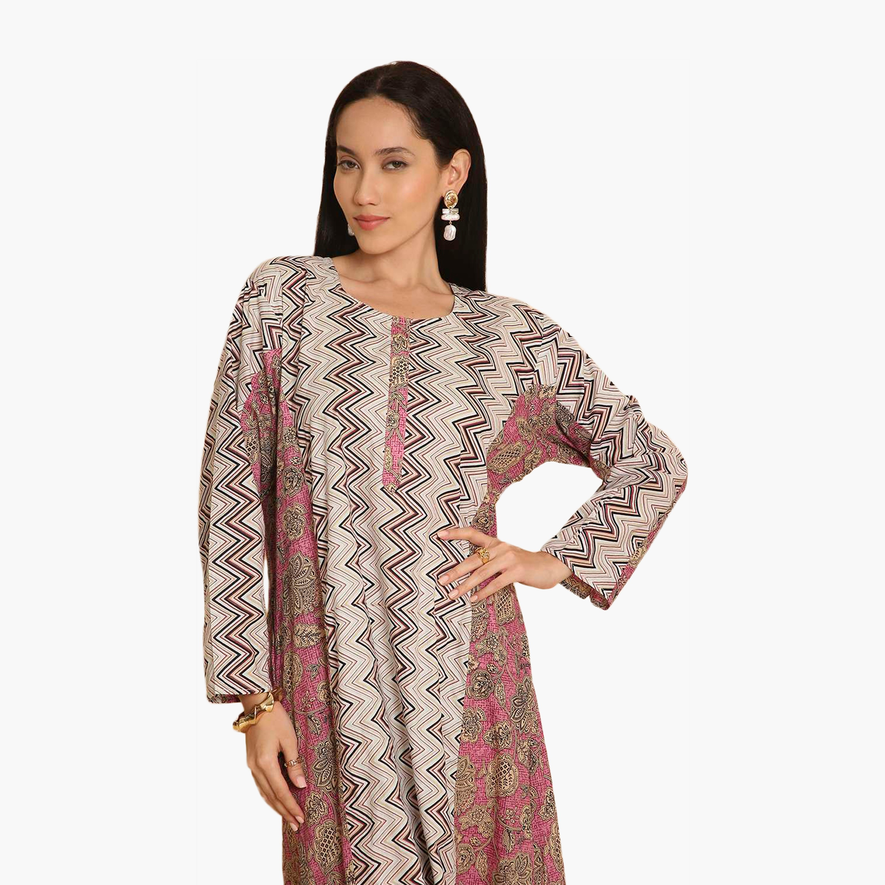 جلابية نسائية متعرجة ومطبوعة بالزهور من هانا اند سارة-women-arabicclothing-jalabiyas-image-2