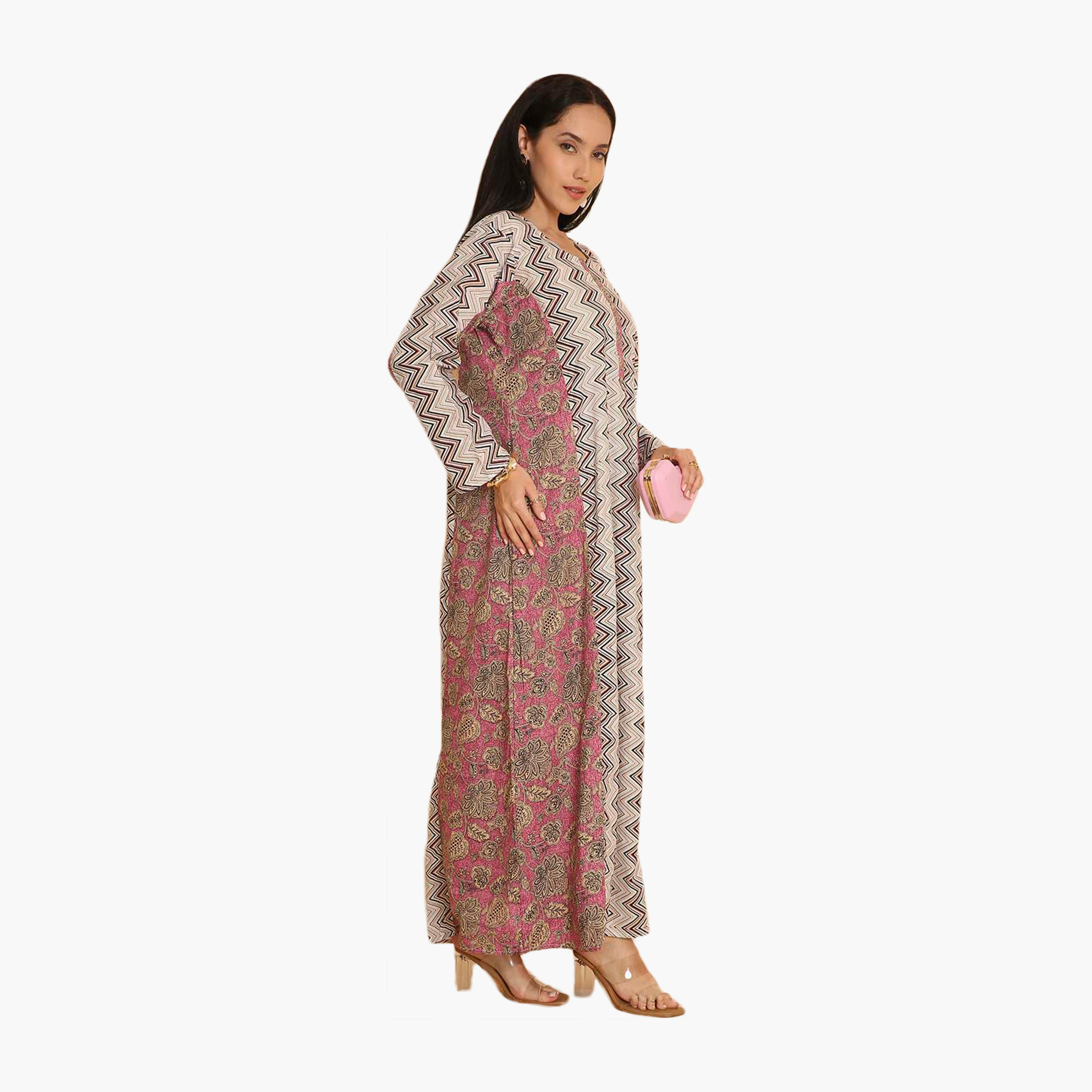 جلابية نسائية متعرجة ومطبوعة بالزهور من هانا اند سارة-women-arabicclothing-jalabiyas-image-3